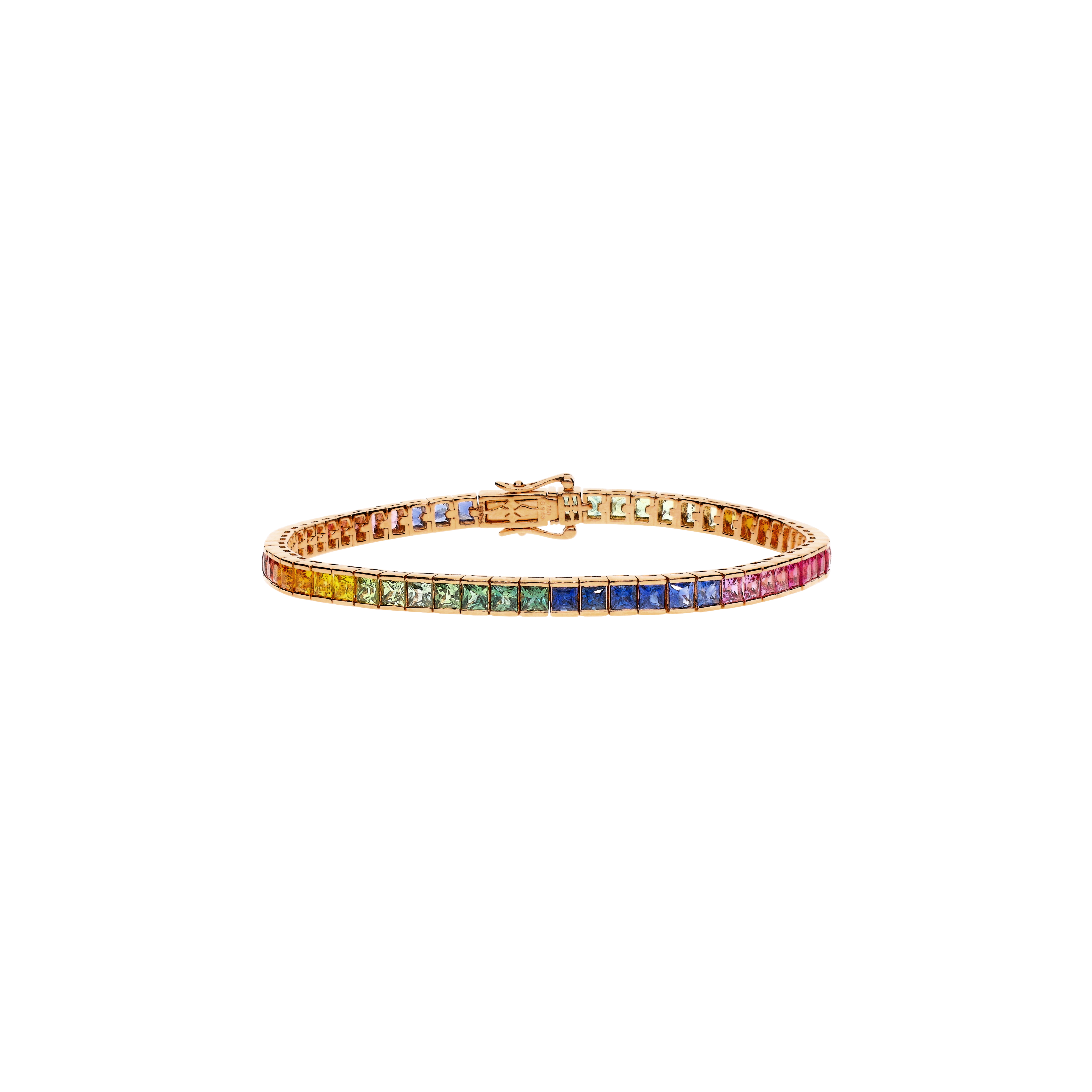 Bartorelli Italian Jewels | BRACCIALE TENNIS RAINBOW IN ORO ROSA CON ZAFFIRI MULTICOLOR - KB1144/MS (1)