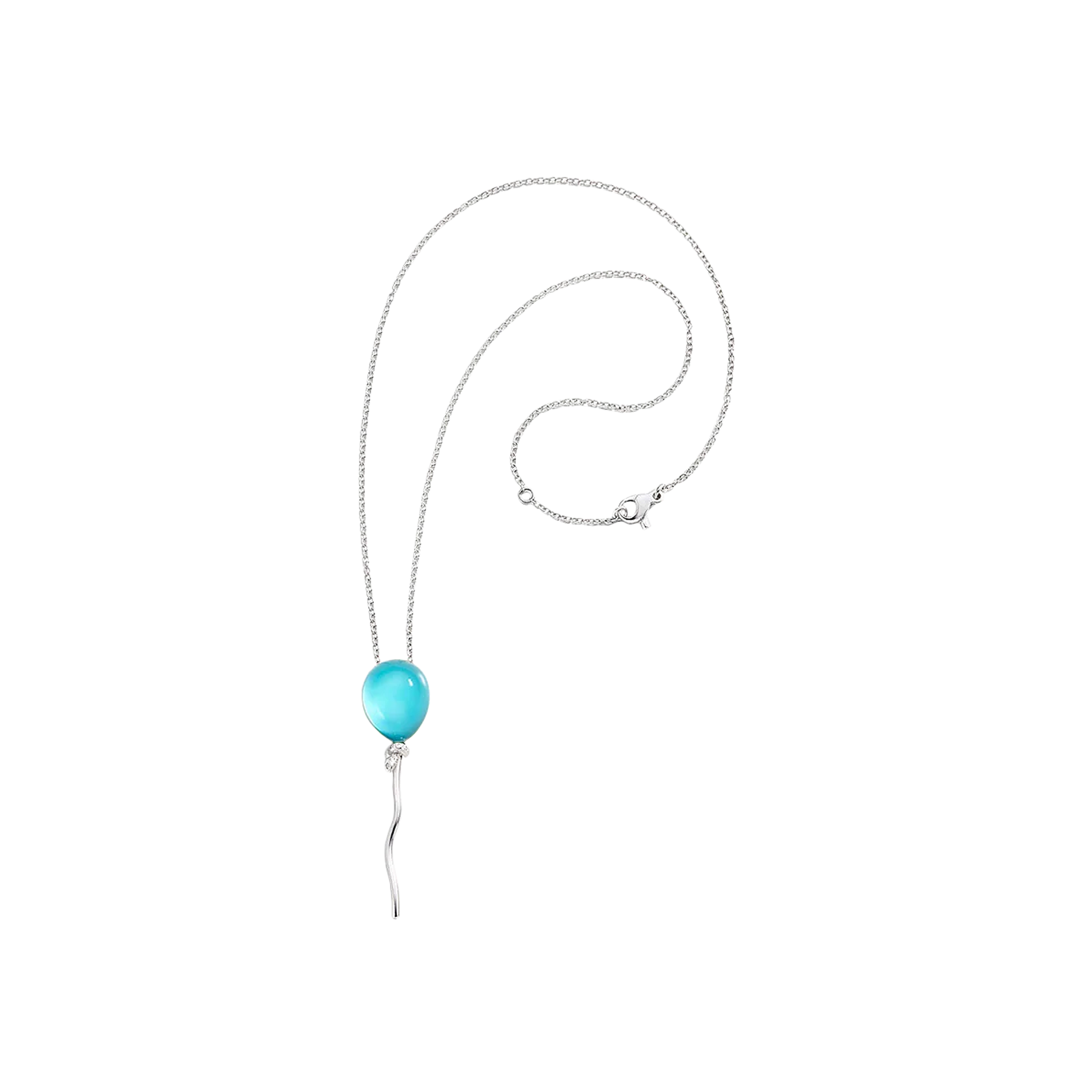 Vhernier | PENDENTE PALLONCINO IN ORO BIANCO RODIATO, DIAMANTI, TURCHESE E CRISTALLO DI ROCCA - P00786C0400 (1)