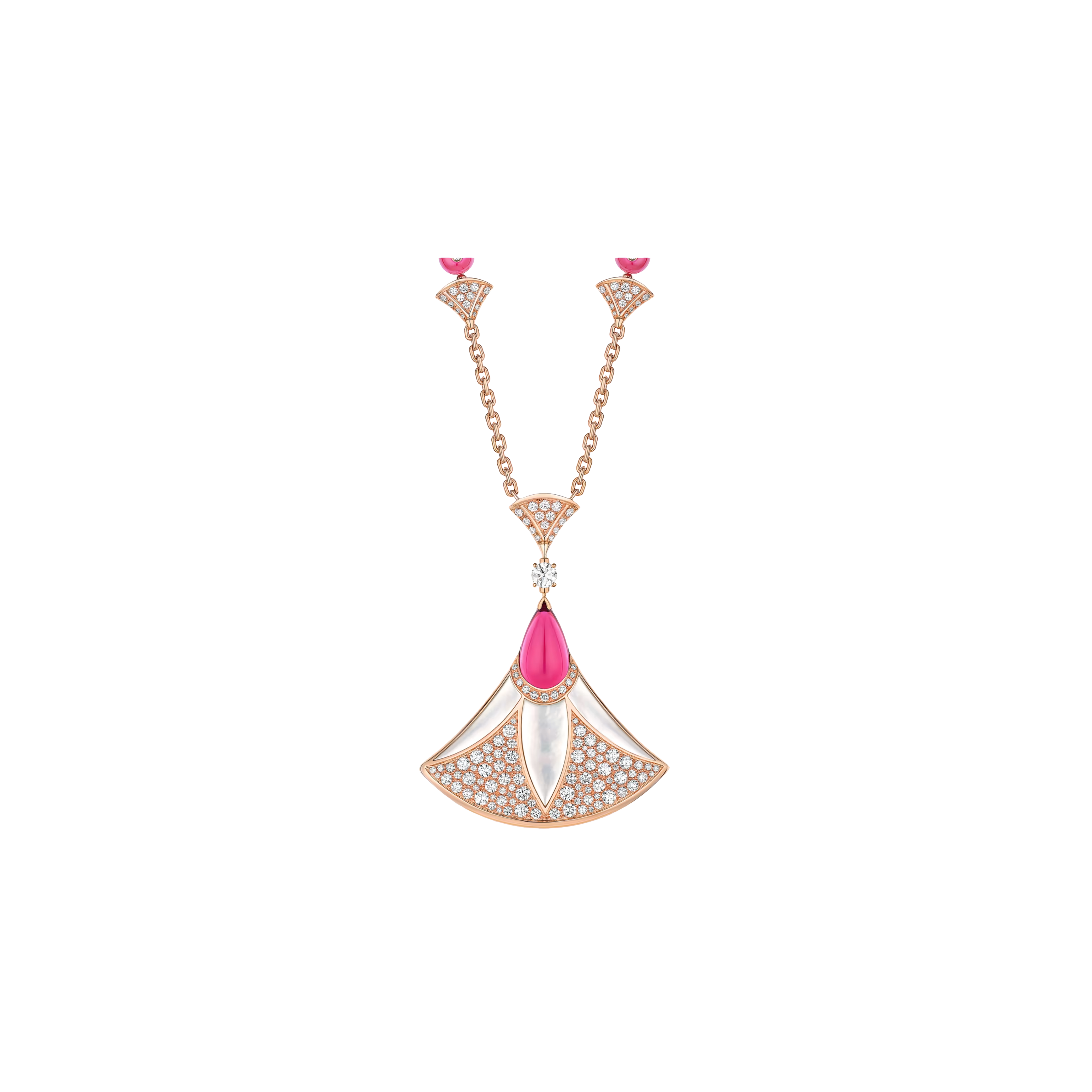 Bulgari | COLLANA DIVAS' DREAM IN ORO ROSA CON RUBELLITE, MADREPERLA E PAV&Eacute; DI DIAMANTI - CL859983 - CL859983 (1)