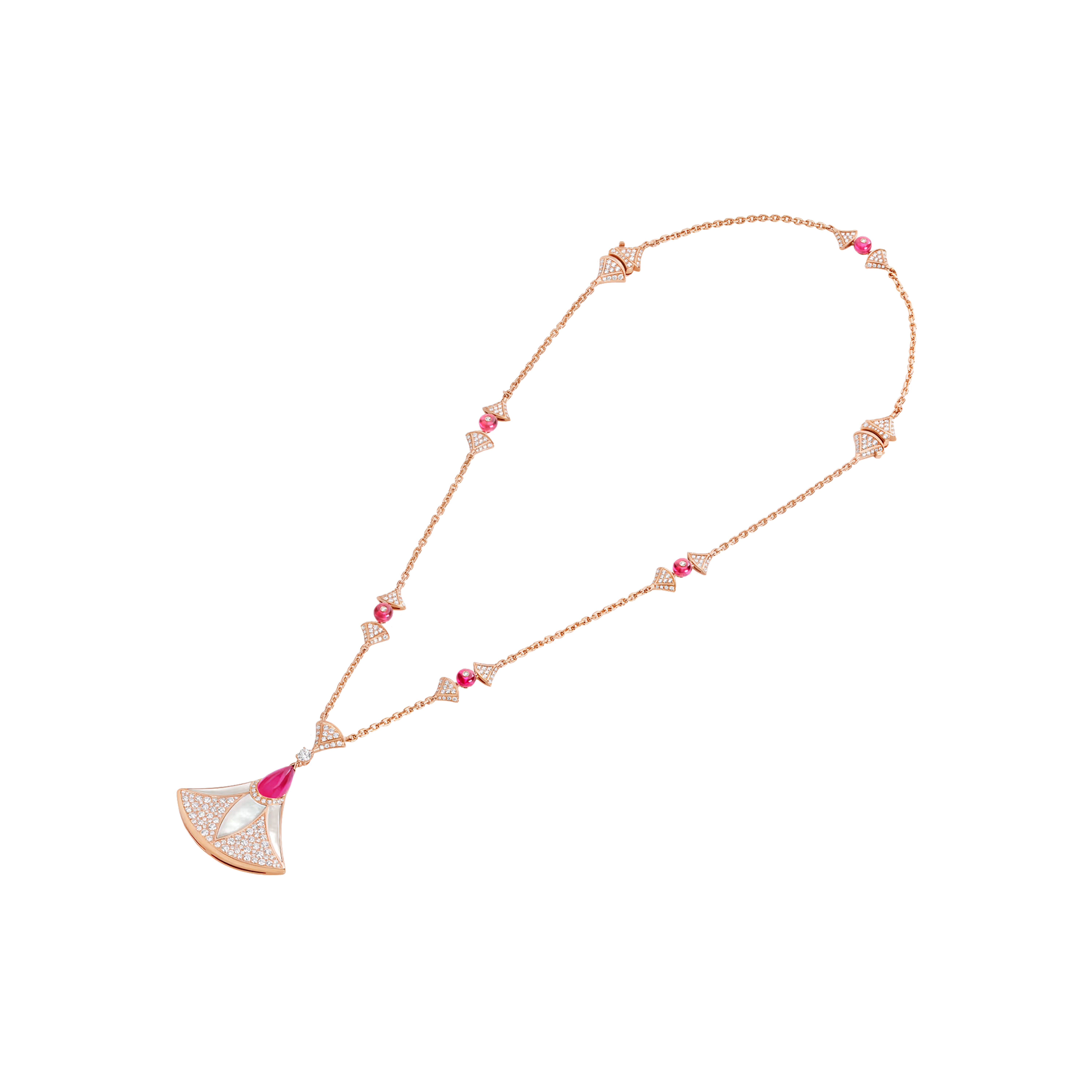Bulgari | COLLANA DIVAS' DREAM IN ORO ROSA CON RUBELLITE, MADREPERLA E PAV&Eacute; DI DIAMANTI - CL859983 - CL859983 (2)
