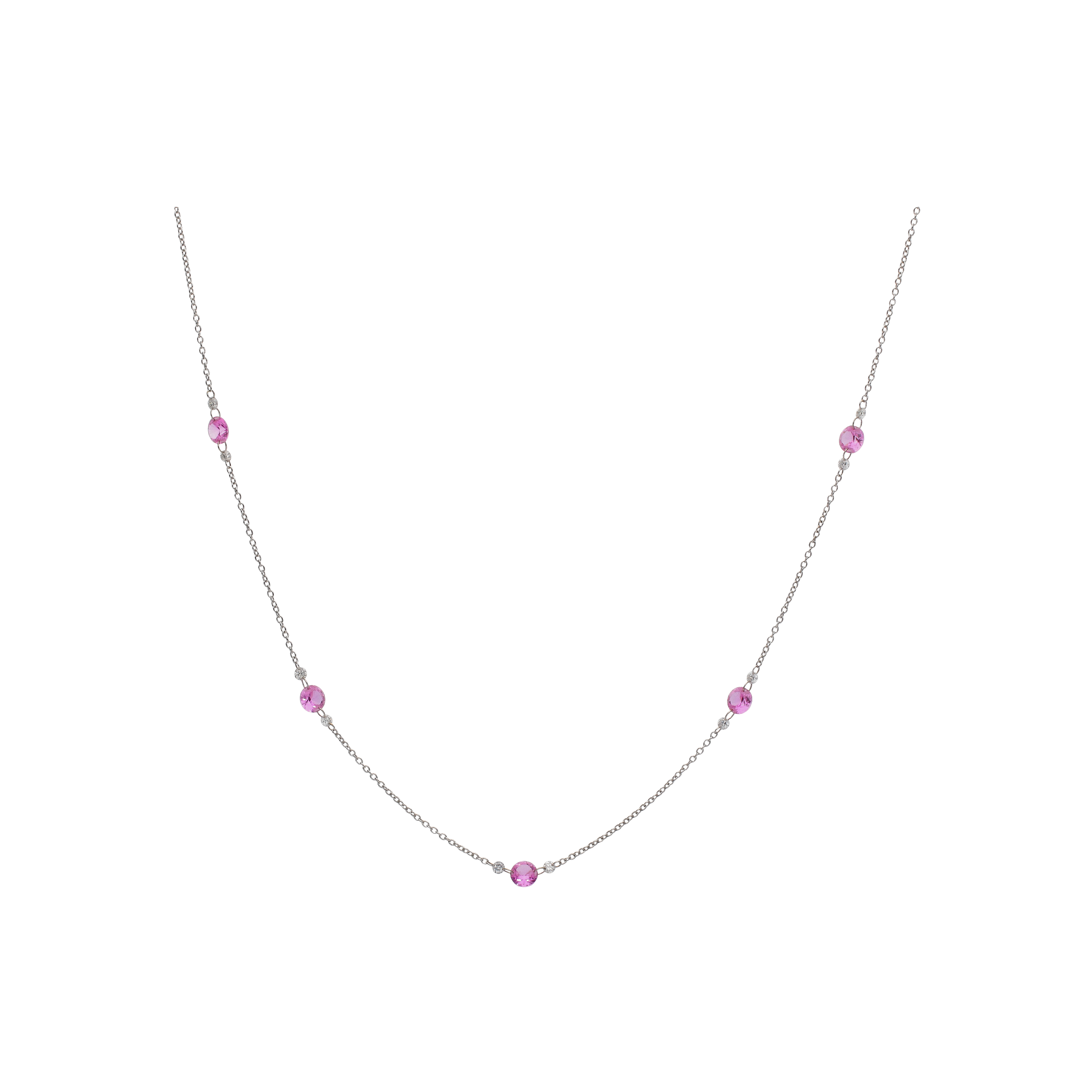 Bartorelli Italian Jewels | COLLANA IN ORO BIANCO CON ZAFFIRI ROSA E DIAMANTI - C065/2/2-S0 (1)