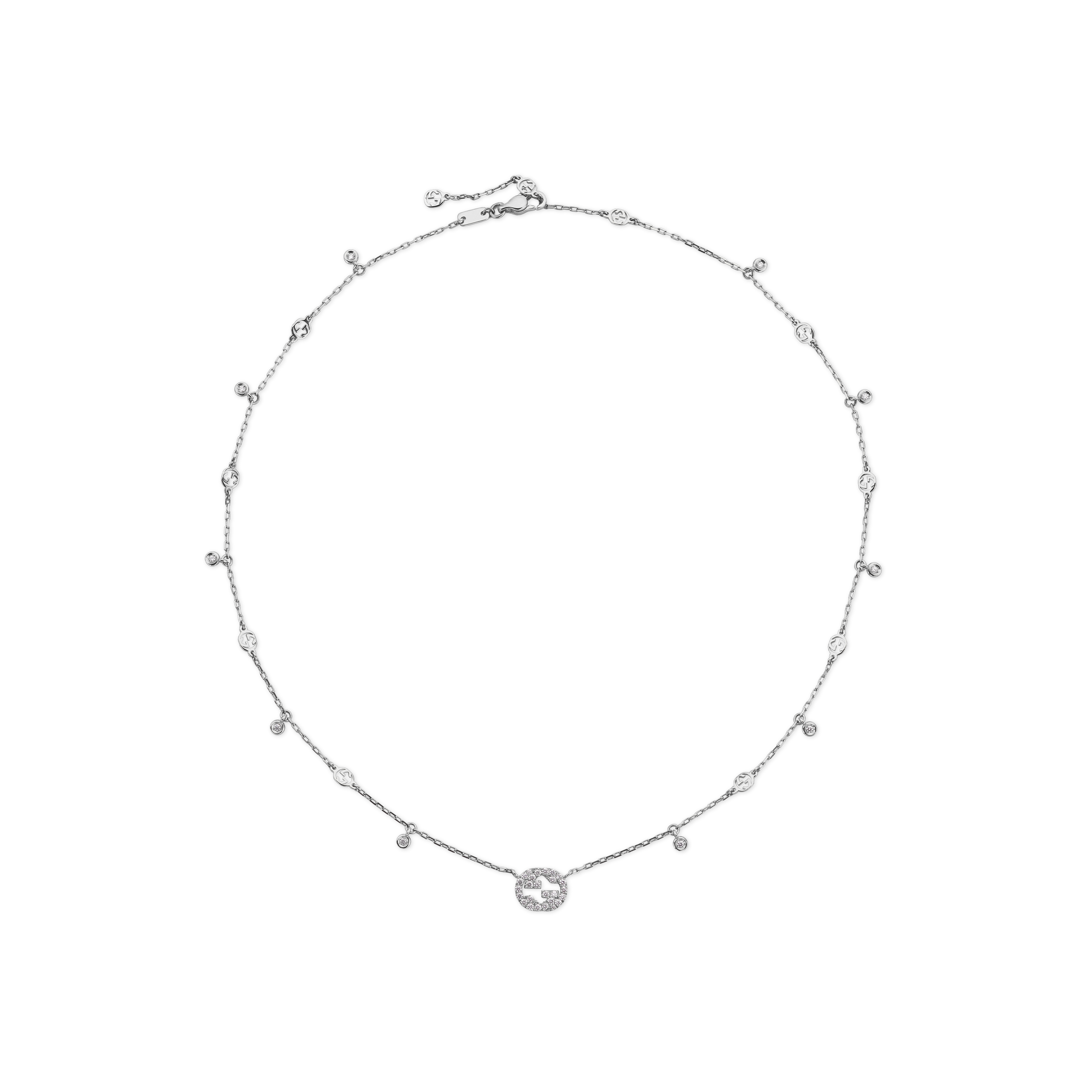 Gucci | COLLANA GUCCI INTERLOCKING  IN ORO BIANCO E DIAMANTI - YBB72940200300U (1)