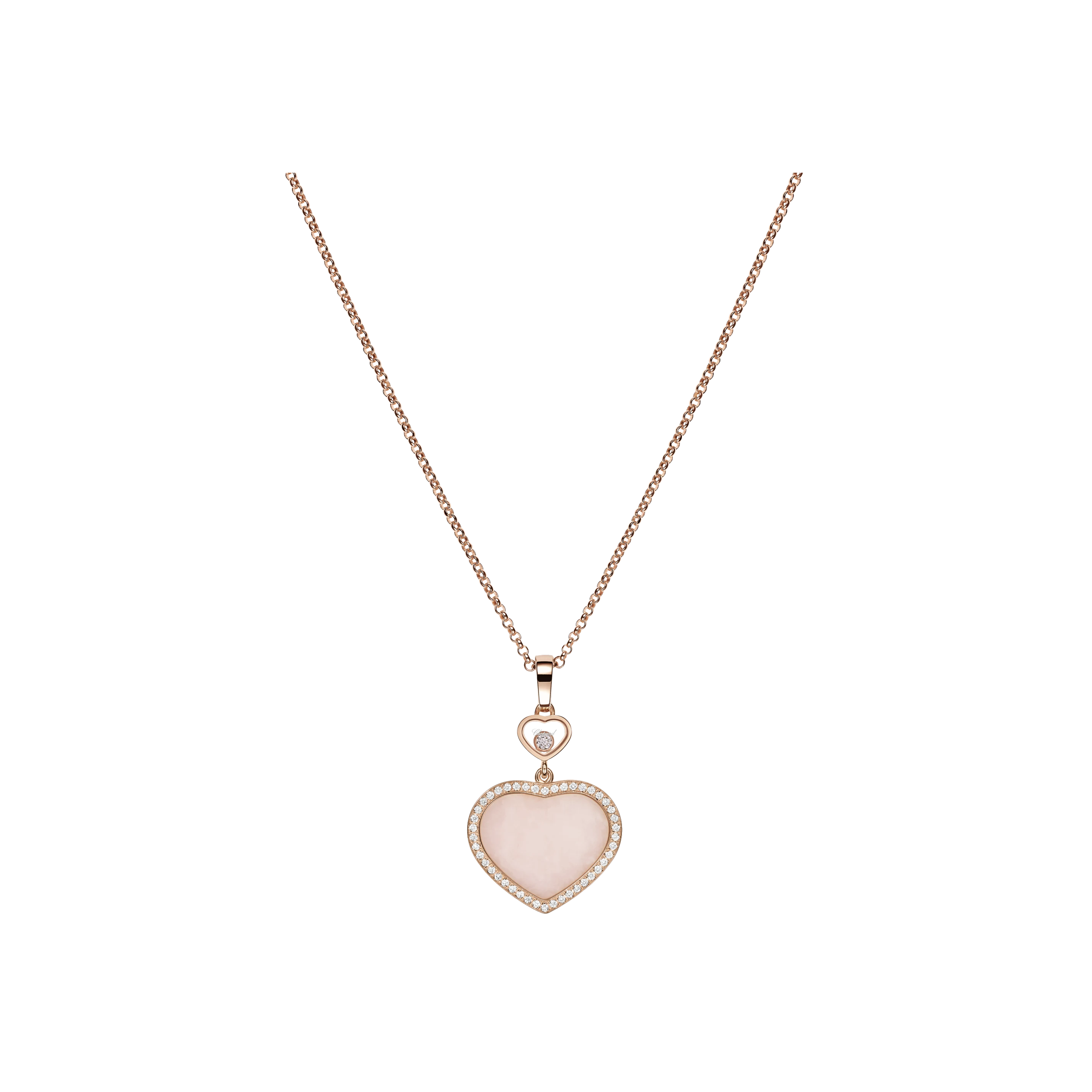 Chopard | PENDENTE HAPPY HEARTS, ORO ROSA ETICO, DIAMANTI, OPALE ROSA - 79A074-5620 - 79A074 (1)