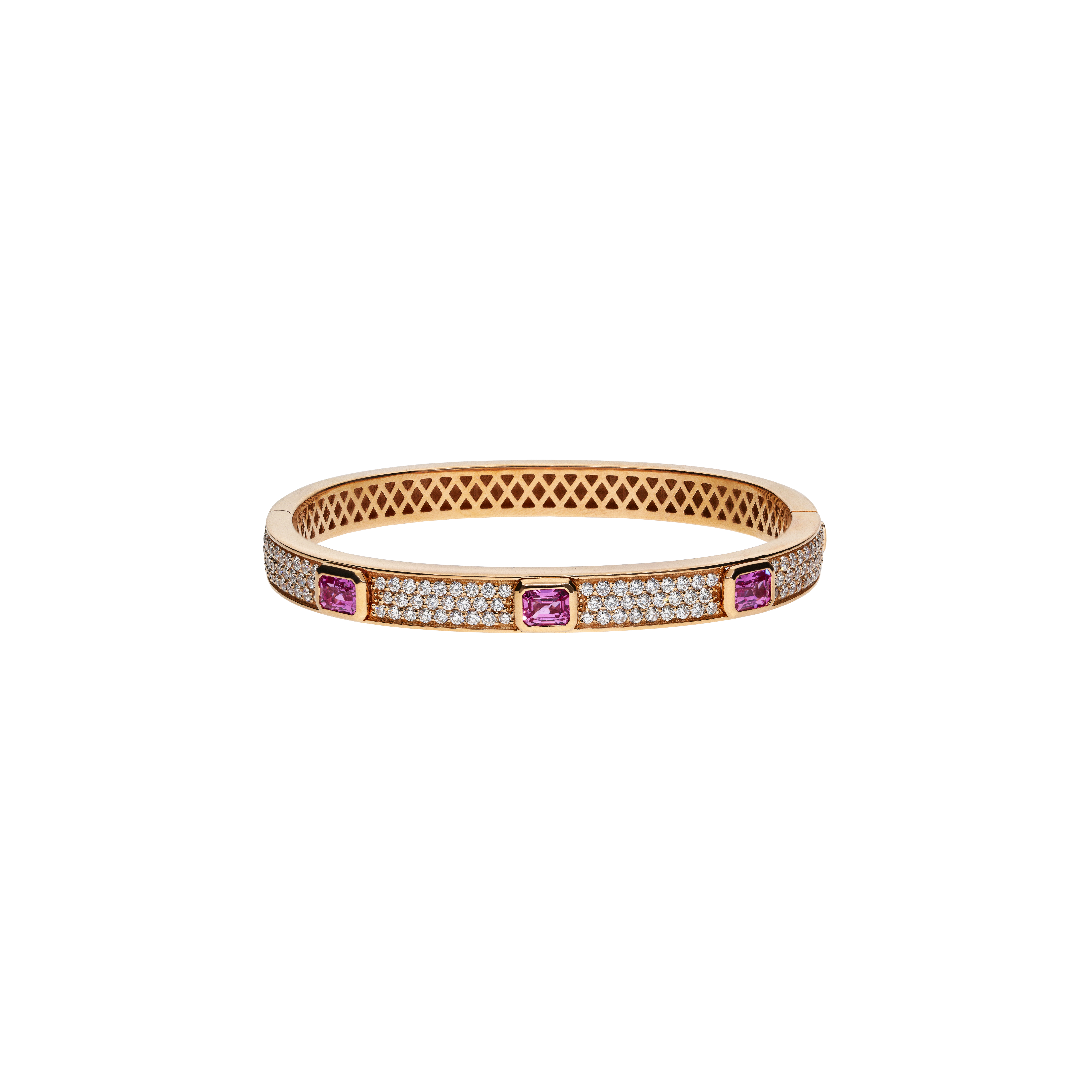 Bartorelli Italian Jewels | BRACCIALE RIGIDO IN ORO ROSA CON DIAMANTI E ZAFFIRI ROSA - 1PU1482116/1 (1)