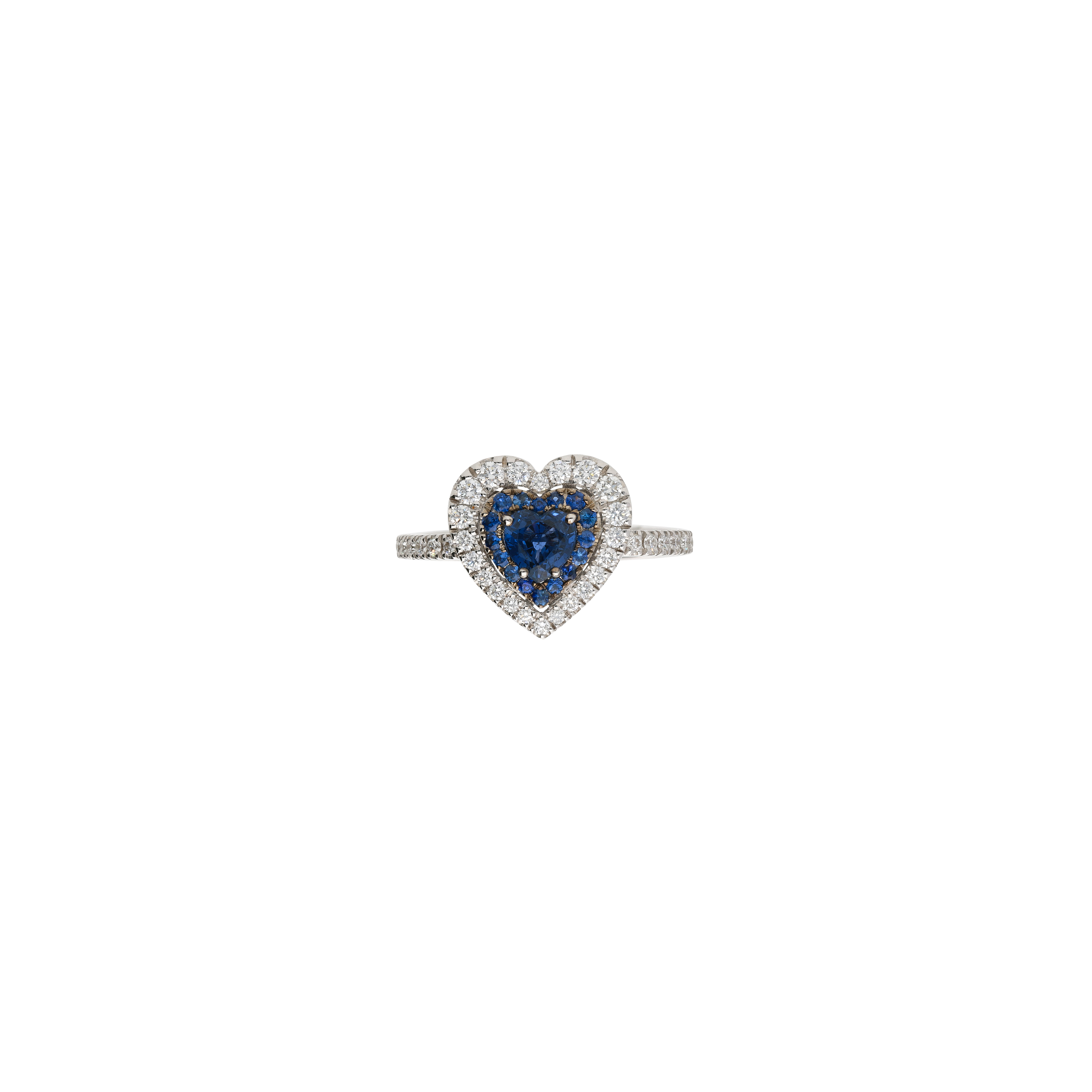 Bartorelli Italian Jewels | ANELLO CUORE IN ORO BIANCO CON DIAMANTI E ZAFFIRO BLU - 1AN1480921/4 (2)
