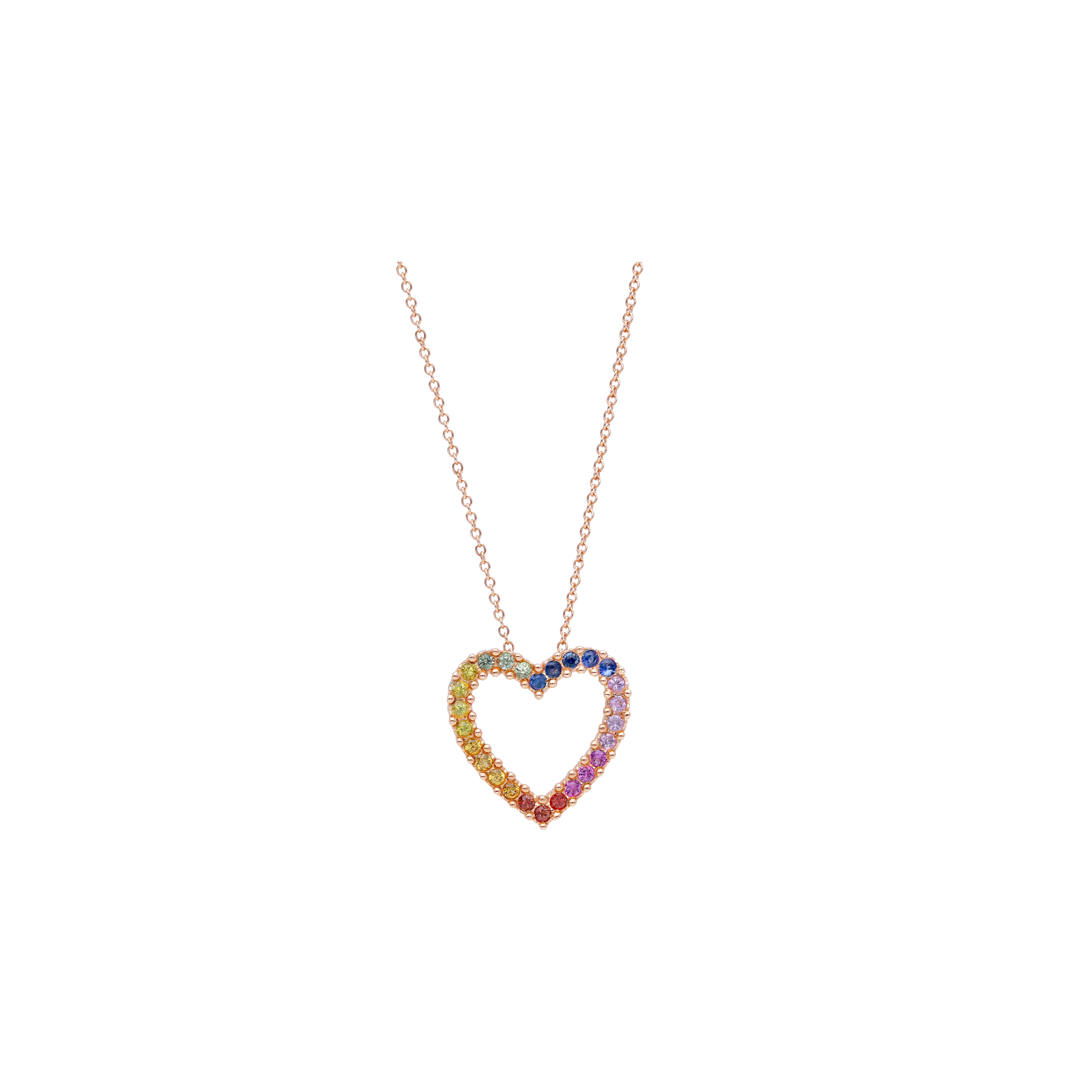 Bartorelli Italian Jewels | COLLANA GIROCOLLO CON CUORE CENTRALE IN ORO ROSA E PAV&Eacute; DI ZAFFIRI MULTICOLOR - 250654ZM (1)