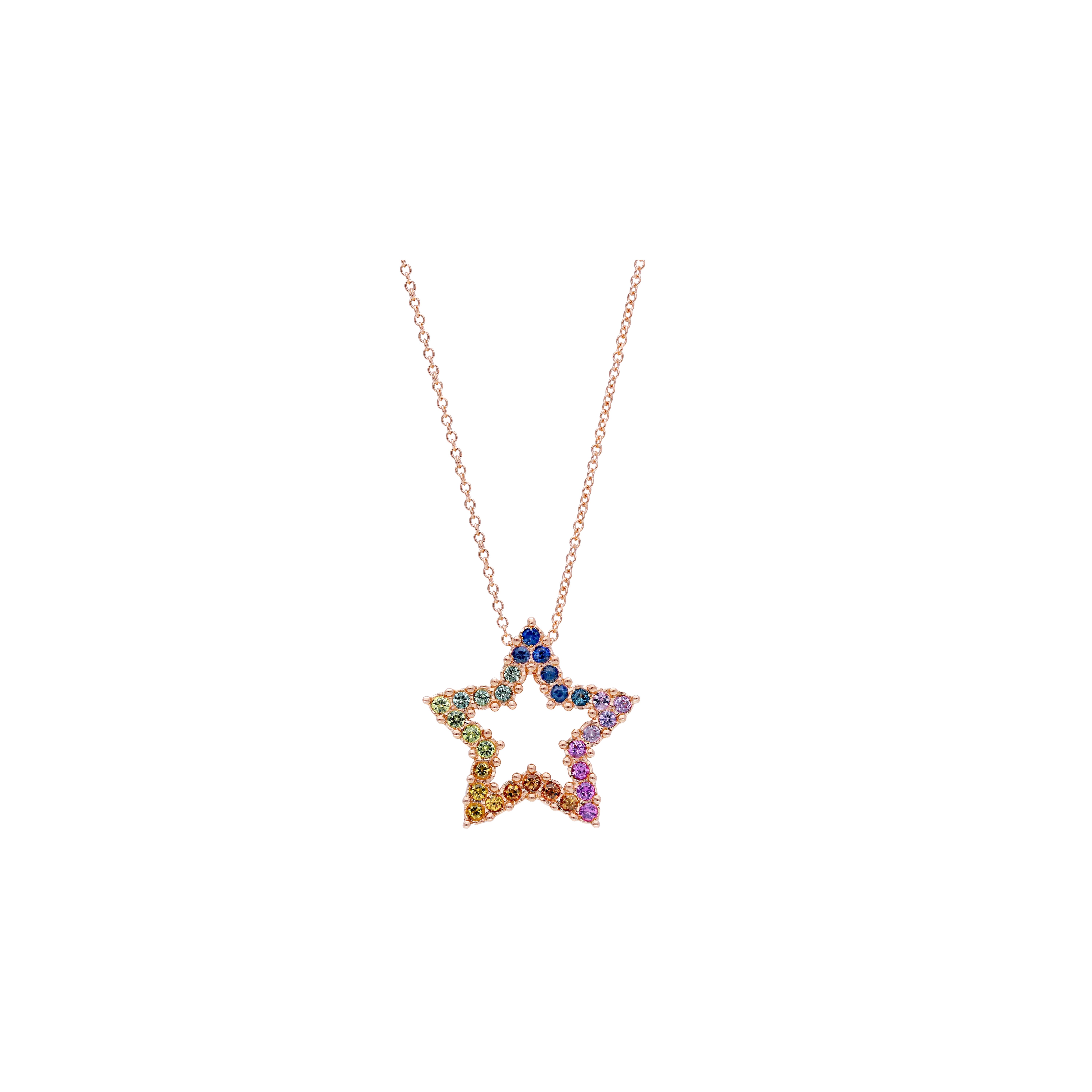 Bartorelli Italian Jewels | COLLANA GIROCOLLO CON STELLA CENTRALE IN ORO ROSA E ZAFFIRI MULTICOLOR - 250653ZM (1)