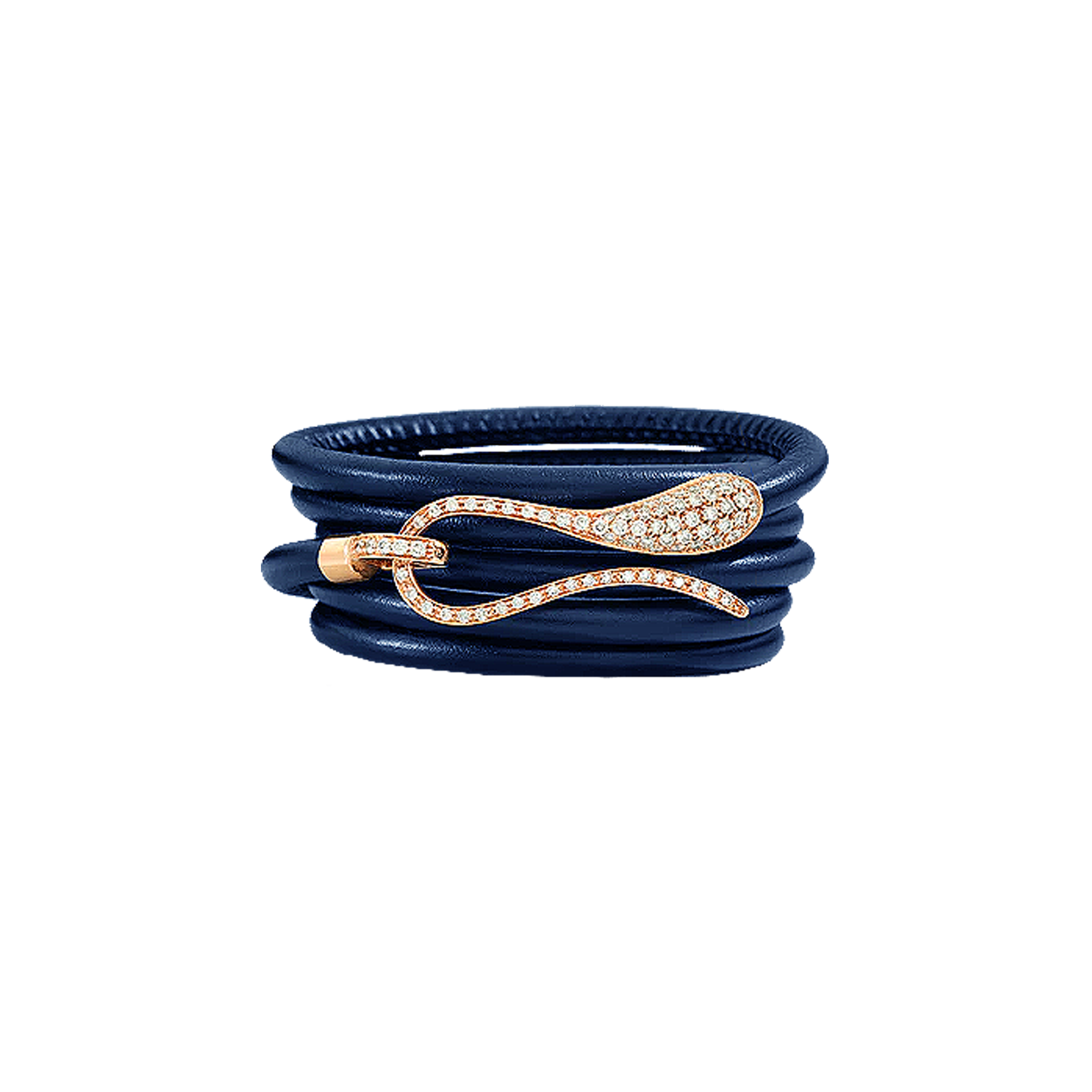 Dada Arrigoni | BRACCIALE ELIKA IN PELLE BLU CON CHIUSURA IN ORO ROSA  E DIAMANTI - DEK03BRRRDIXL - DEK03BRRRDIXL (1)