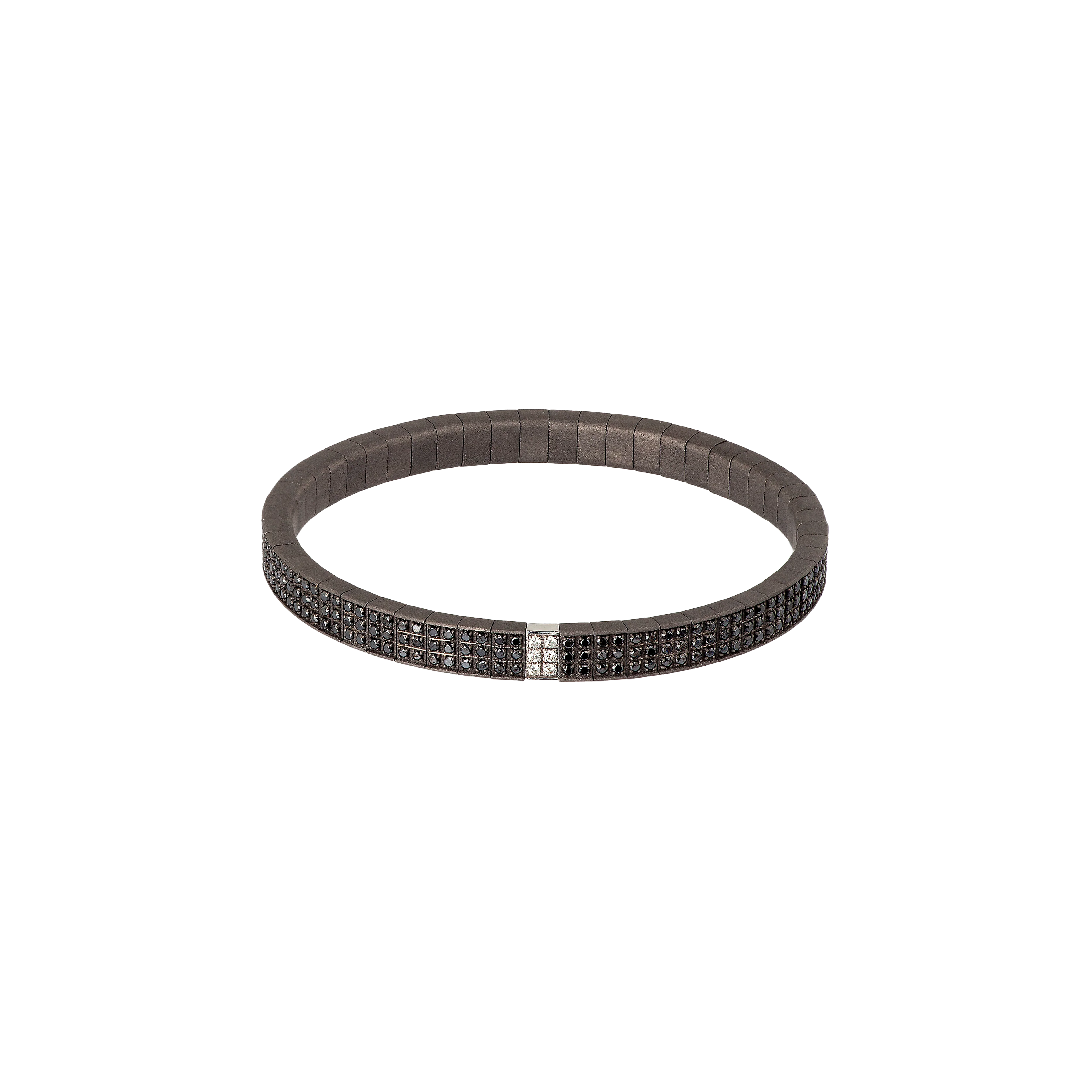 Mano | J . | BRACCIALE LOOP IN TITANIO, DIAMANTI BLACK, ORO BIANCO 18 KT E DIAMANTI WHITE - SPRBRT53WBR - SPRBRT53WBR (1)