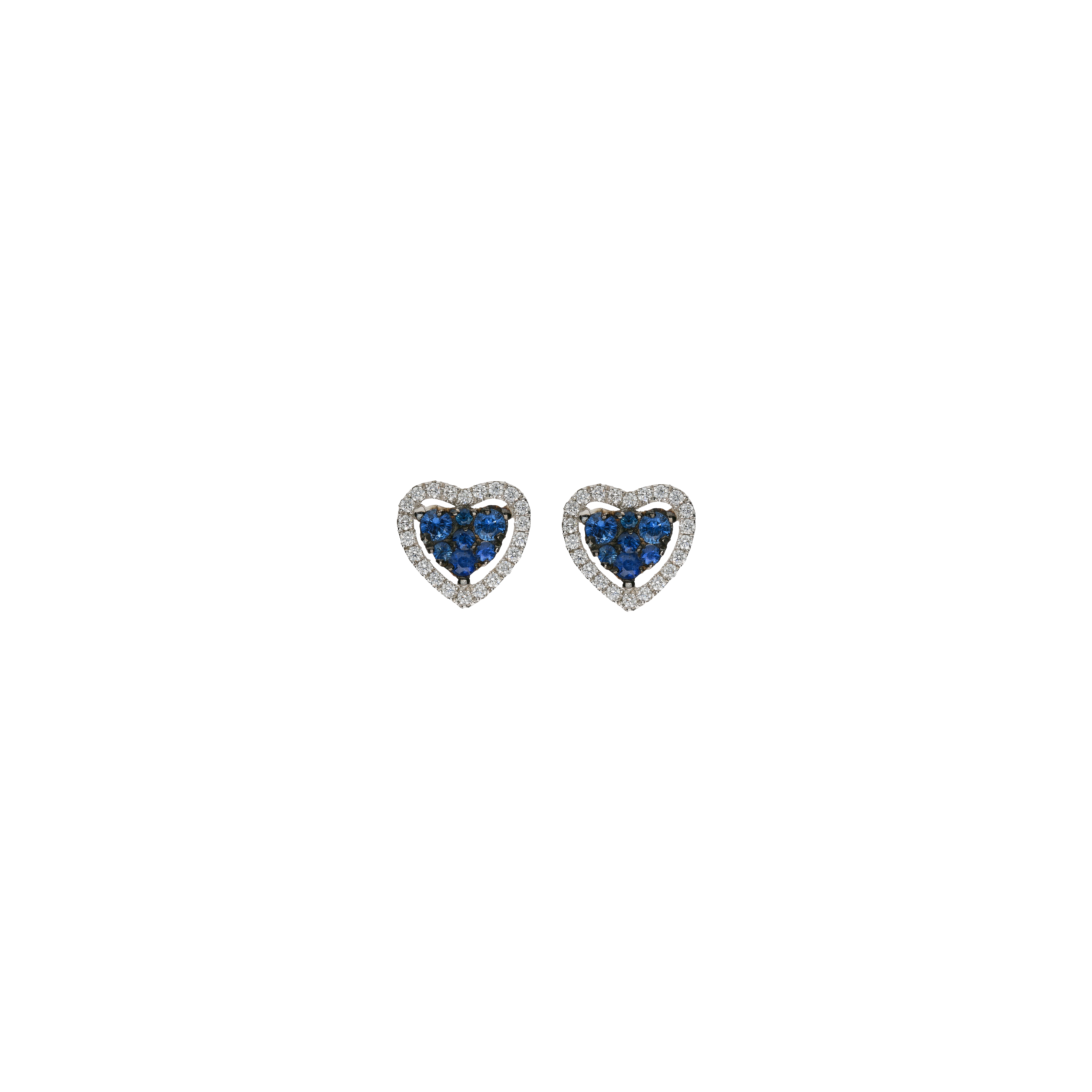 Bartorelli Italian Jewels | ORECCHINI CUORE A LOBO IN BIANCO CON DIAMANTI E ZAFFIRI BLU - 1PE0751537/1 (1)