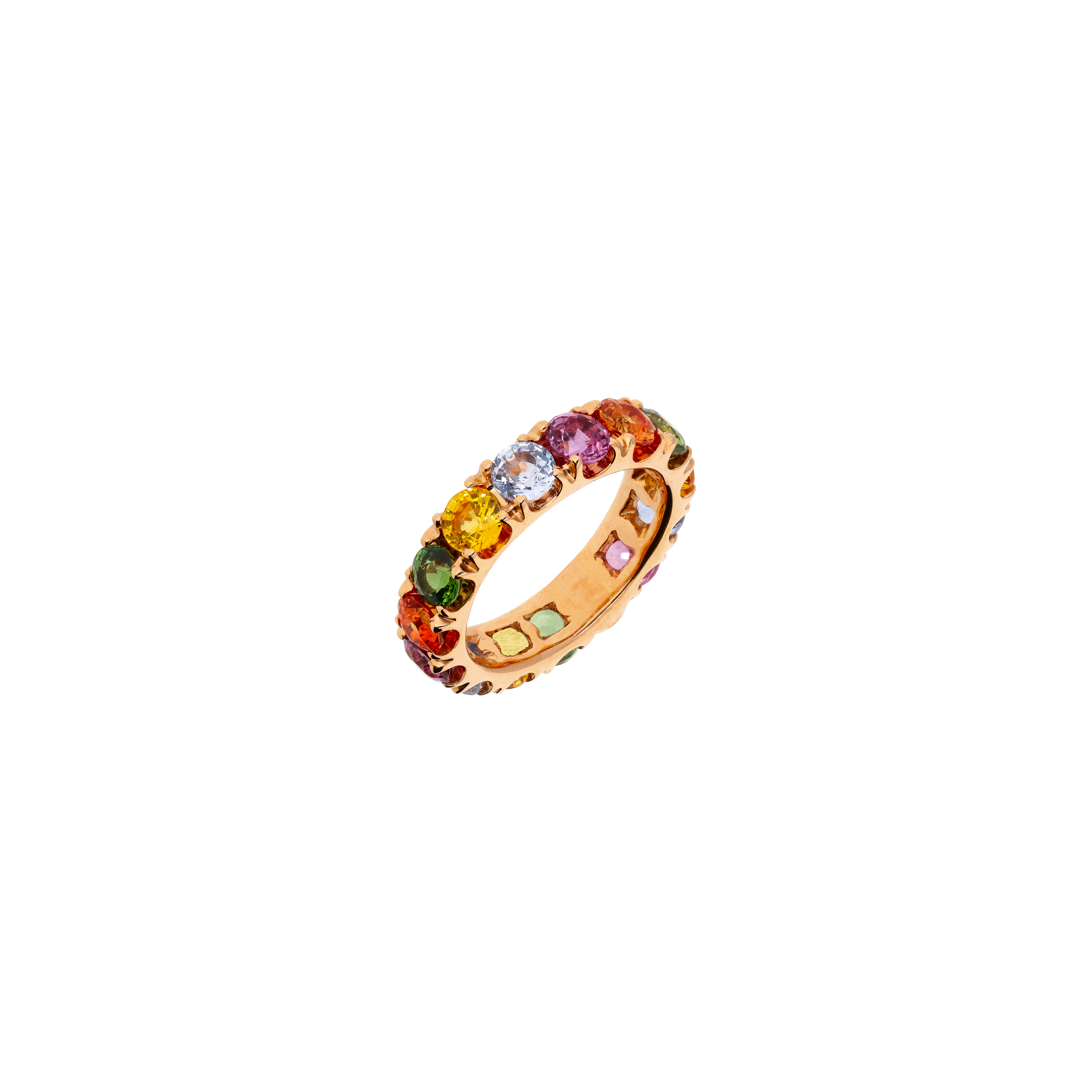 Bartorelli Italian Jewels | ANELLO VERETTA RAINBOW IN ORO ROSA E ZAFFIRI MULTICOLOR - 1AN0032195/14/1 (1)