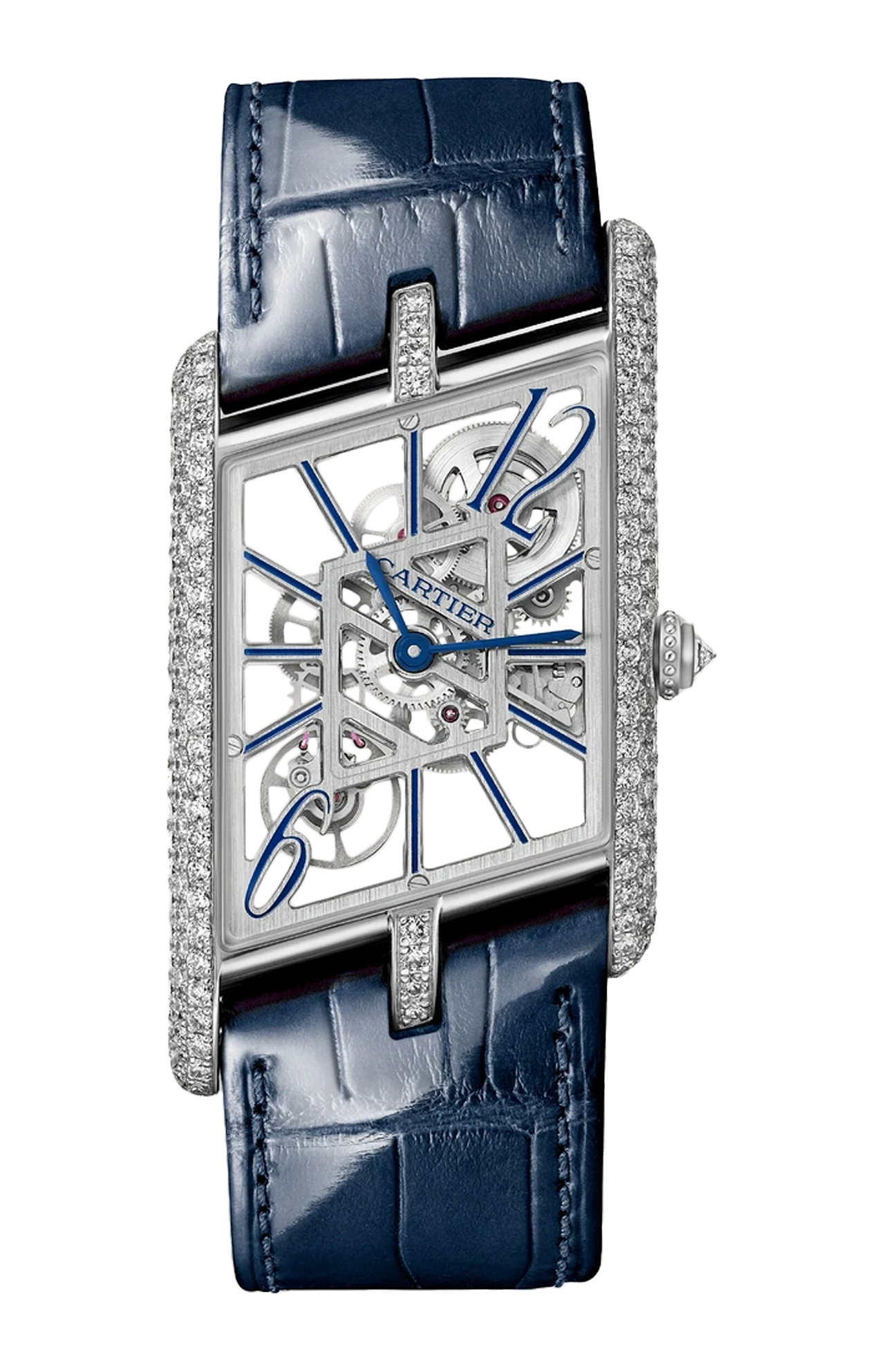 Cartier | TANK ASYM&Eacute;TRIQUE, PLATINO, DIAMANTI, SCHELETRATO, MANUALE - LIMITED EDITION - HPI01370 (1)