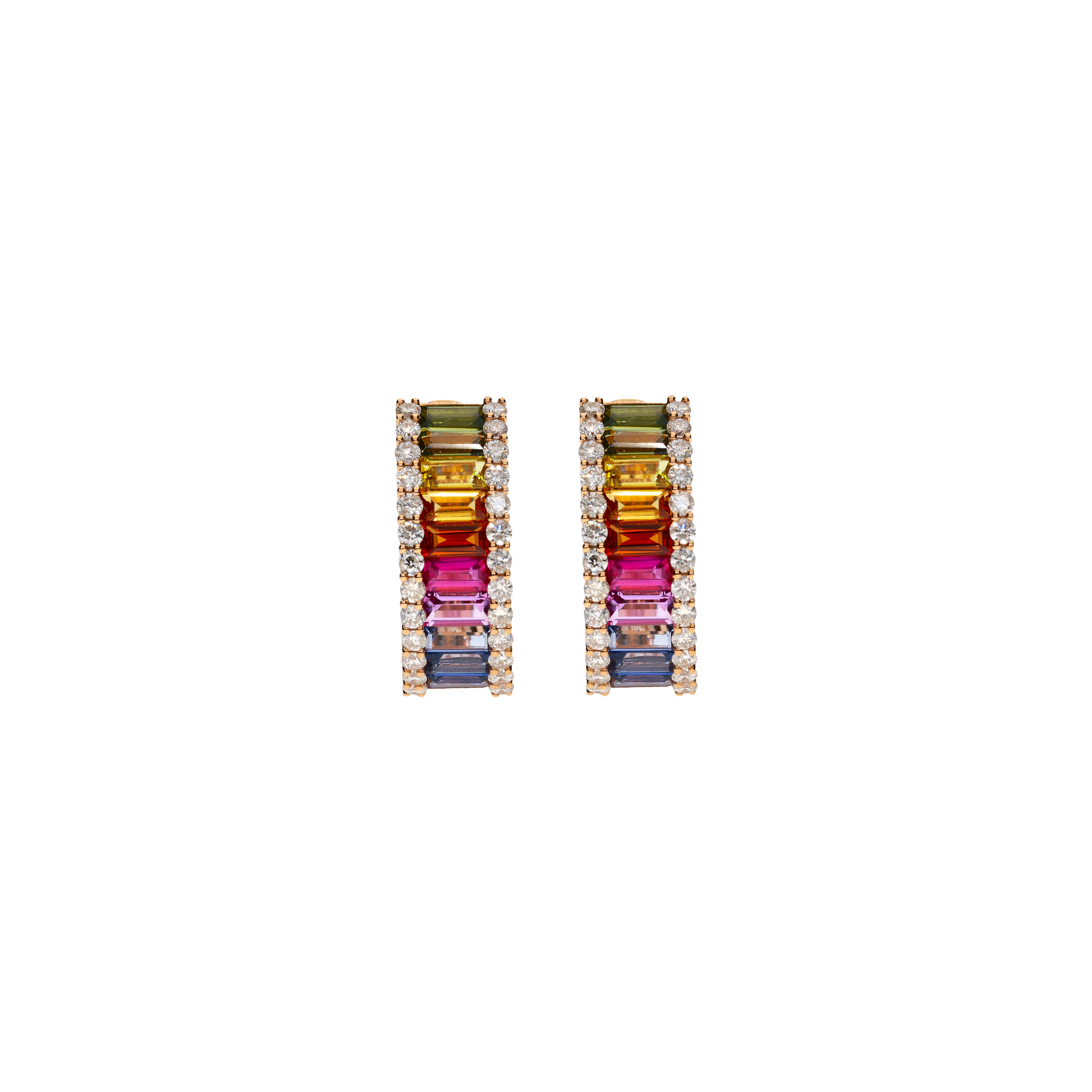Bartorelli Italian Jewels | ORECCHINI RAINBOW IN ORO ROSA CON DIAMANTI E ZAFFIRI MULTICOLOR - E01137RB11 (1)