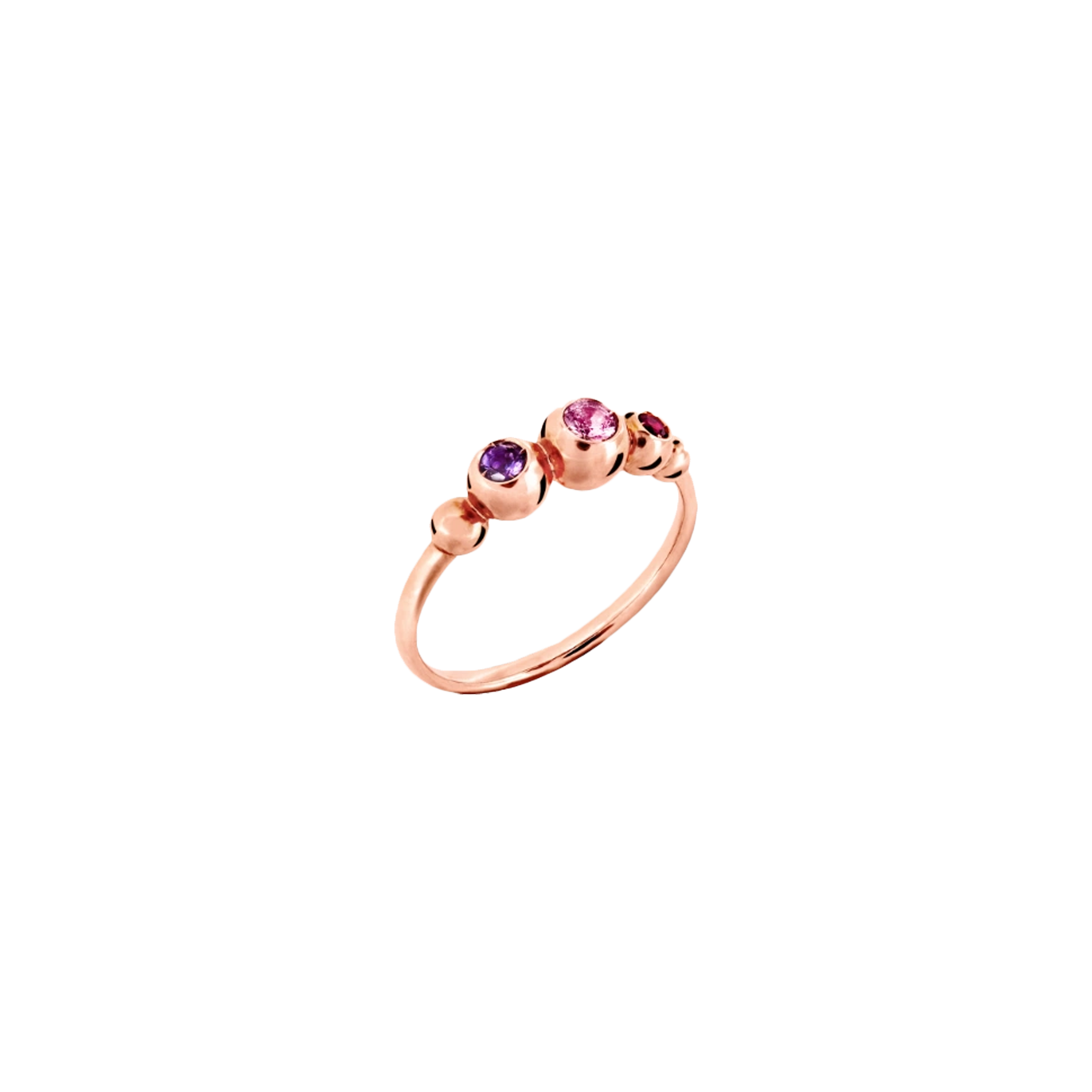 Dodo | DODO BOLLICINE - ANELLO BOLLICINE IN ORO ROSA CON ZAFFIRI ROSA, RUBINI, AMETISTA - DAC3006BOLLIZRI9R - DAC3006BOLLIZRI9R (1)
