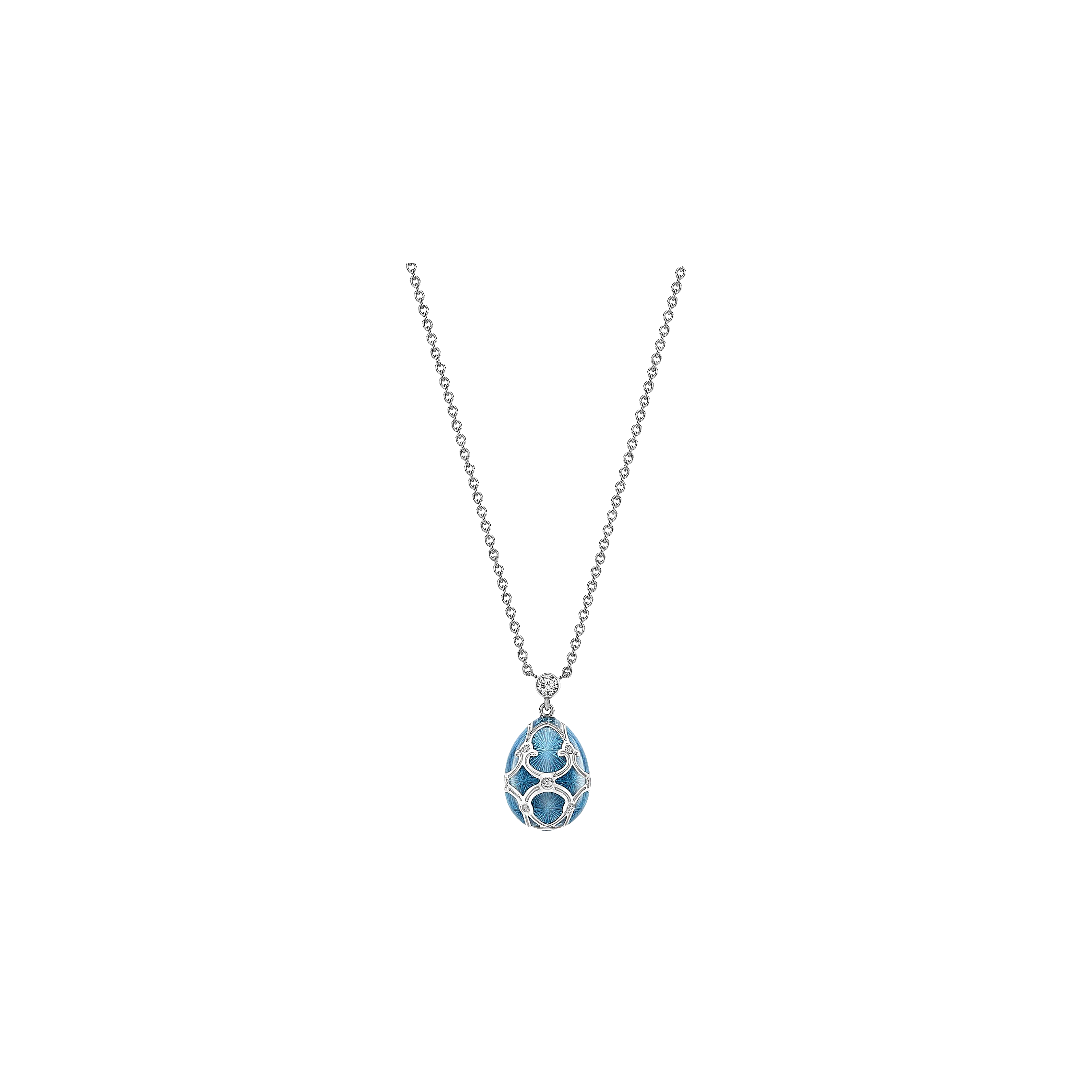 Faberg&eacute; | OVETTO FABERG&Eacute;PETITE HERITAGE IN ORO BIANCO, DIAMANTI E SMALTO VERDE ACQUA GUILLOCH&Eacute; - 2454 (1)