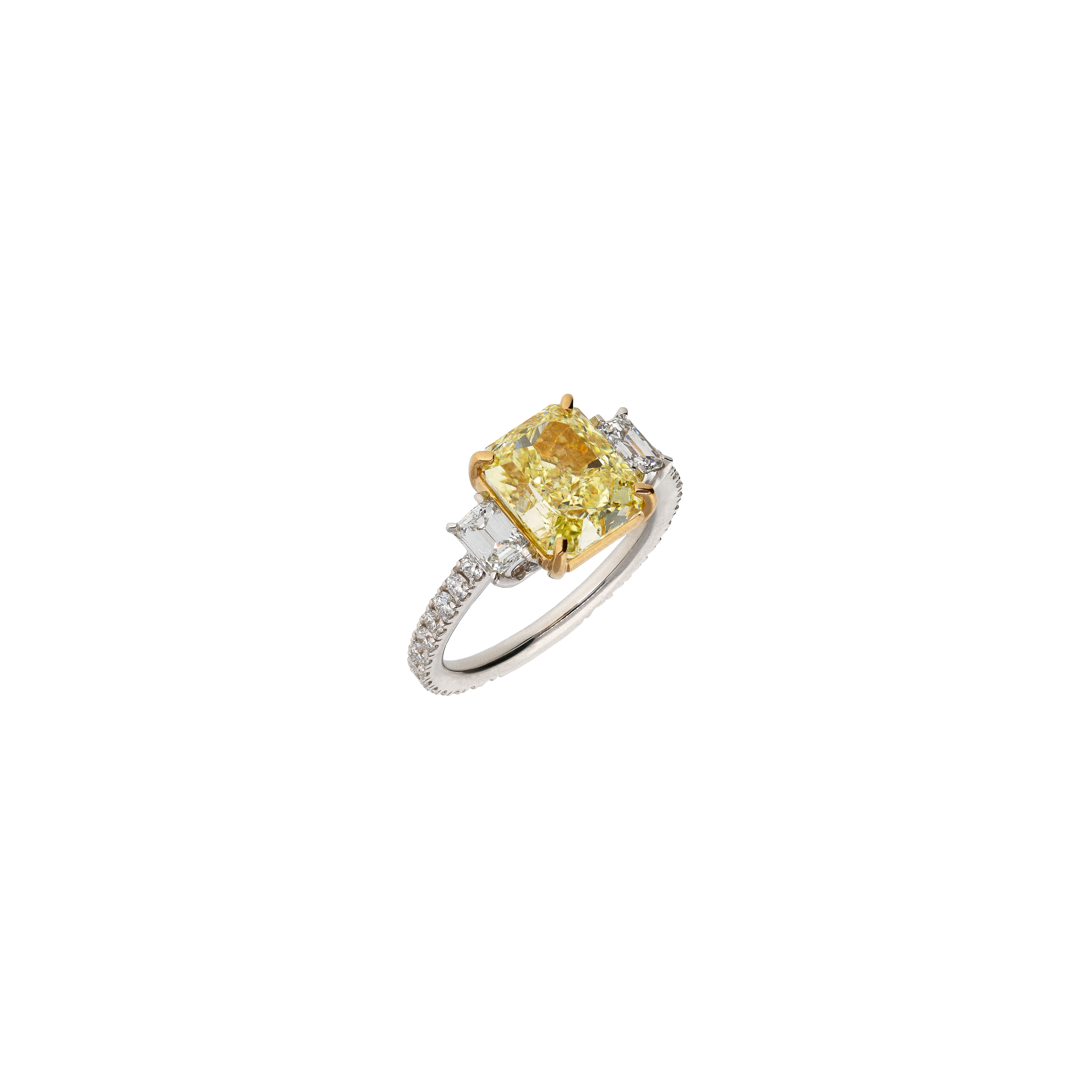 Bartorelli Italian Jewels | ANELLO SOLITARIO IN ORO BIANCO CON DIAMANTE  FANCY LIGHT YELLOW E DIAMANTI BIANCHI - 000-5053NS (1)