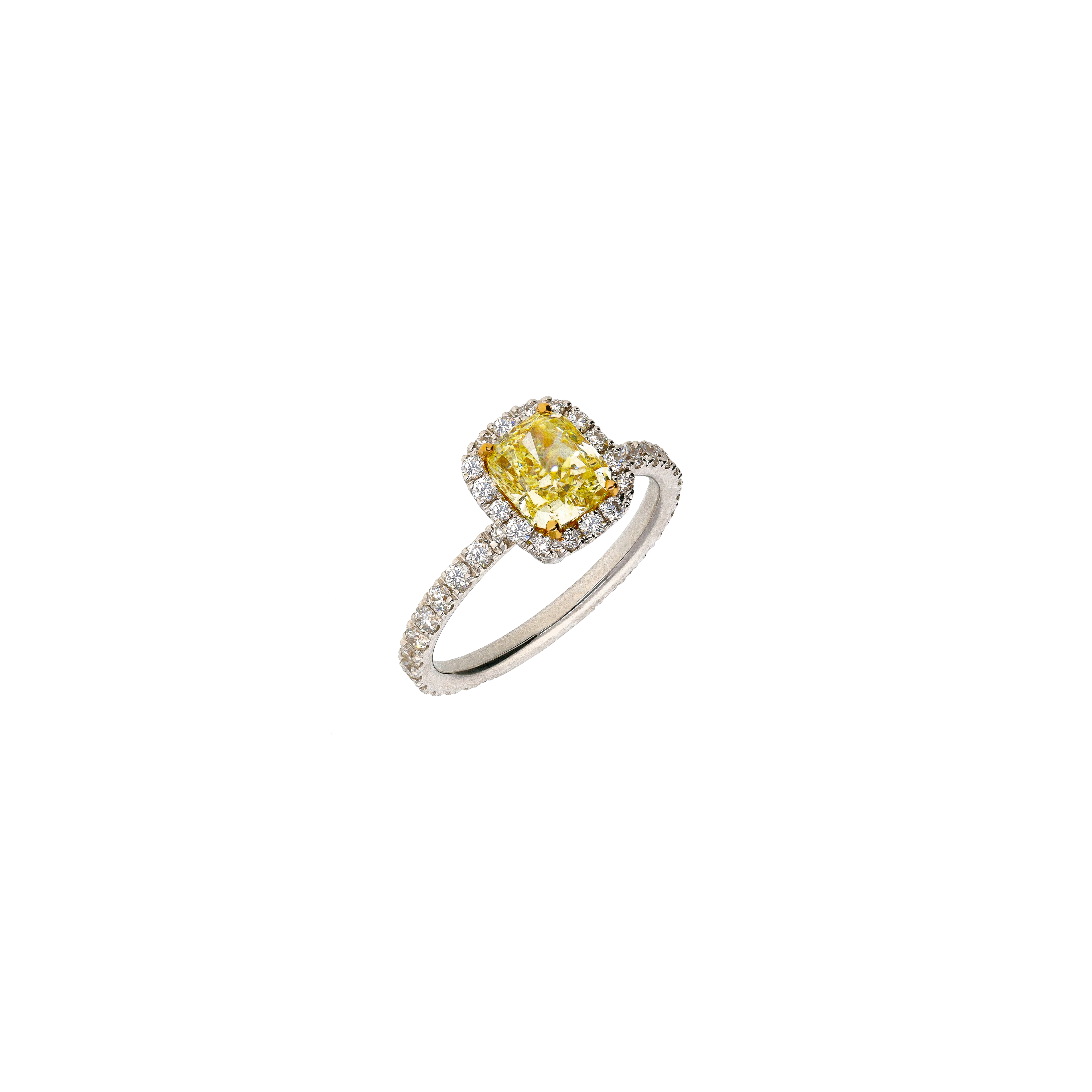 Bartorelli Italian Jewels | ANELLO SOLITARIO IN ORO BIANCO CON DIAMANTE FANCY LIGHT YELLOW E DIAMANTI BIANCHI - 000-3490-372 (1)