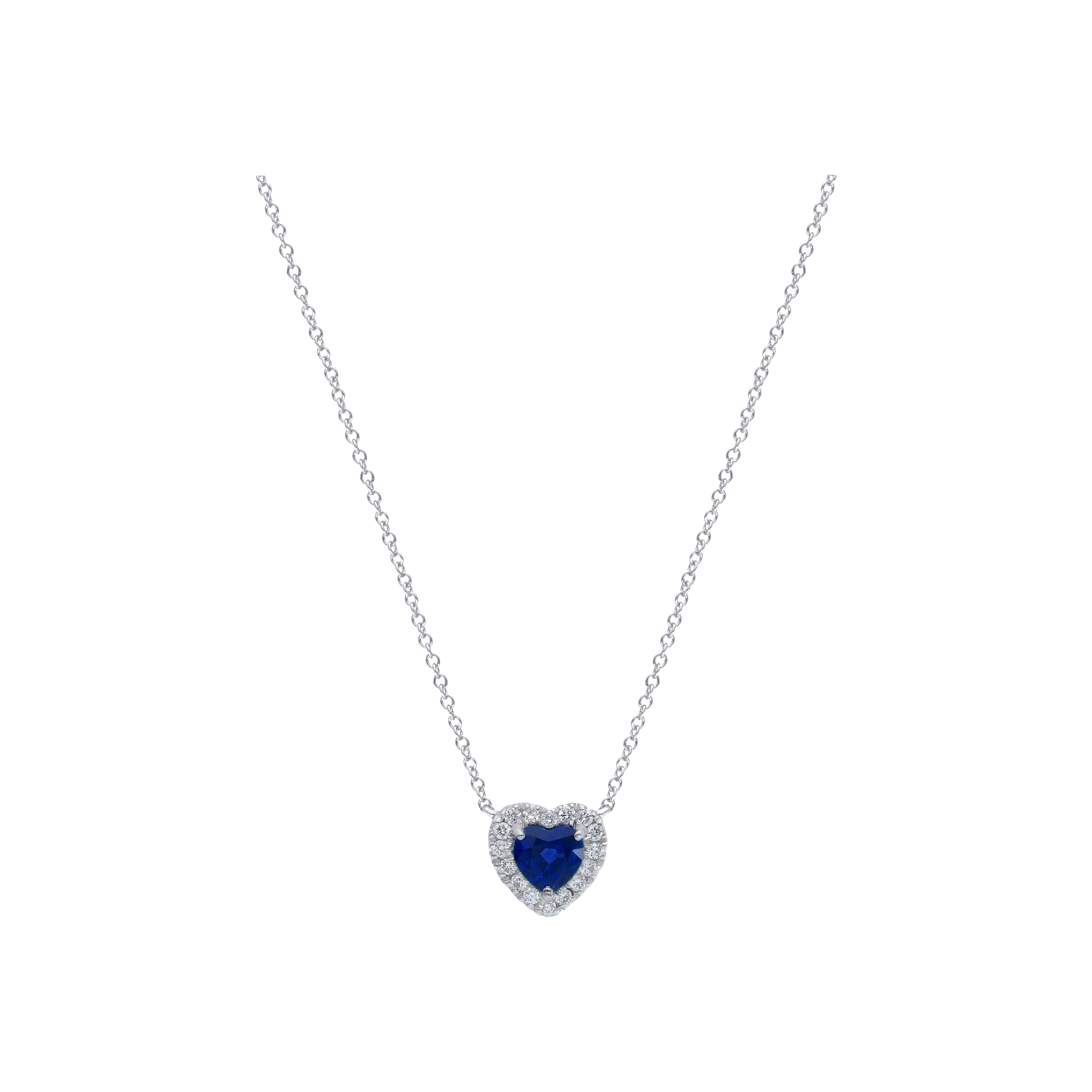 Bartorelli Italian Jewels | COLLANA IN ORO BIANCO CON CUORE DI ZAFFIRO BLU E DIAMANTI BIANCHI - 262704ZB (1)