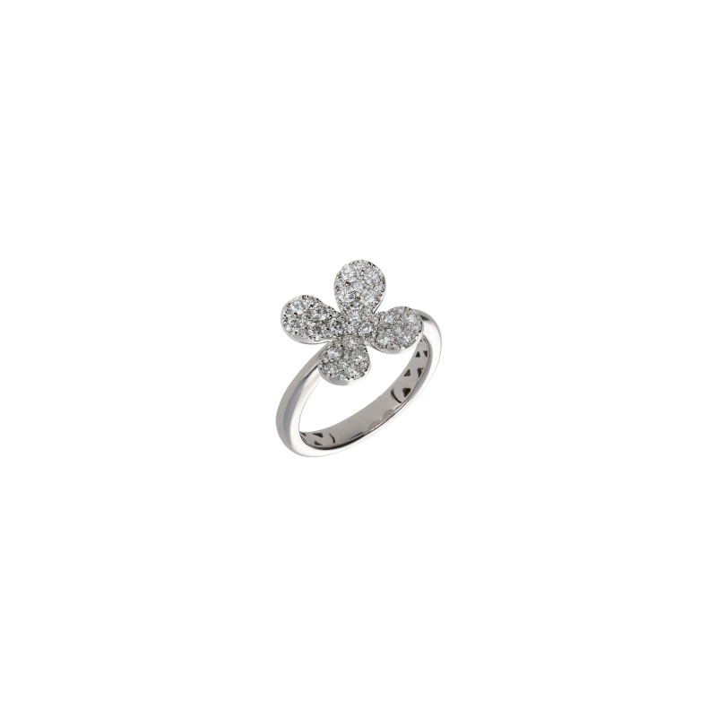 Bartorelli Italian Jewels | ANELLO FIORE  GRANDE IN ORO BIANCO CON PAVE' DI DIAMANTI BIANCHI - 1AN0271566/2 (1)
