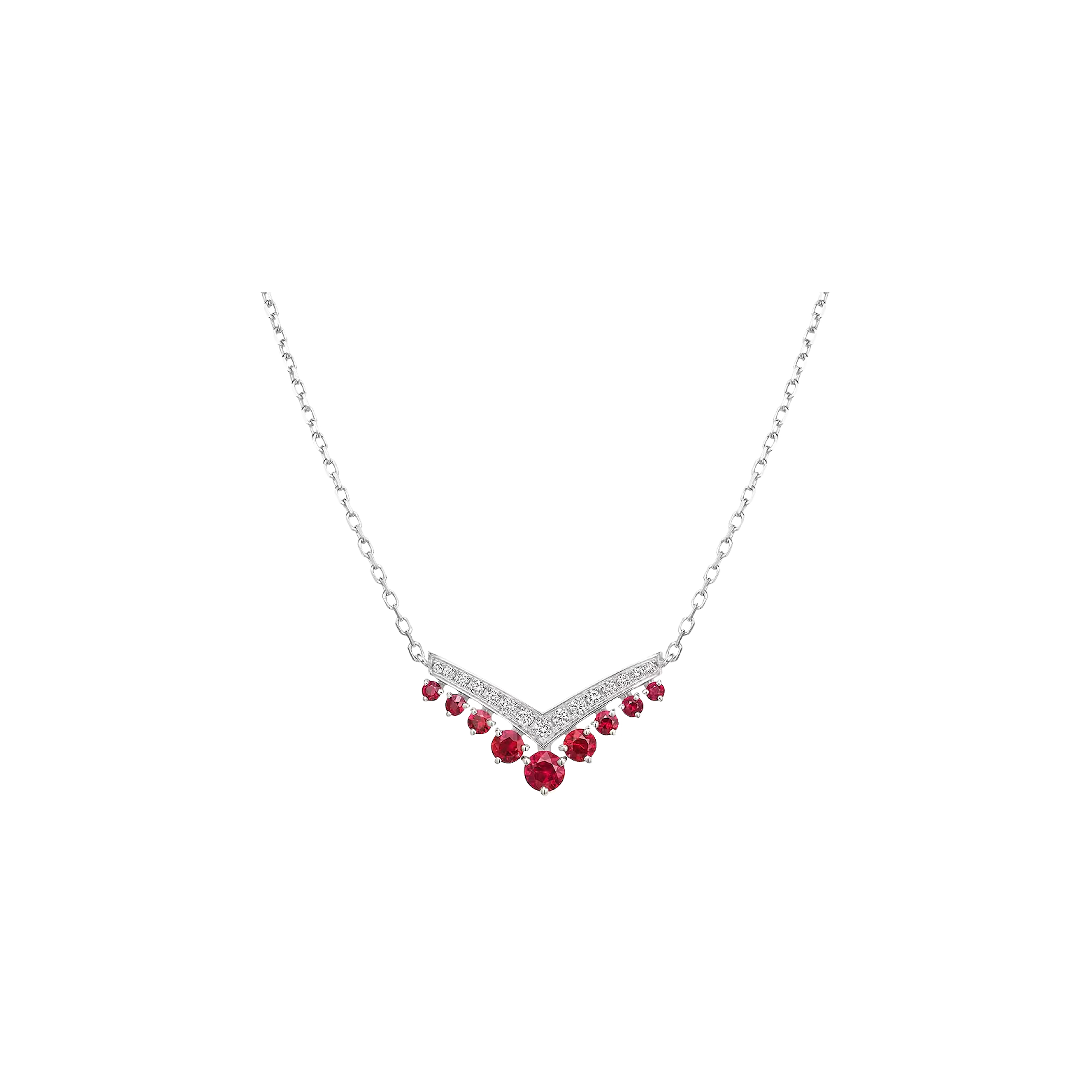 Chaumet | PENDENTE JOS&Eacute;PHINE AIGRETTE IN ORO BIANCO, RUBINI E DIAMANTI - 085531 (1)