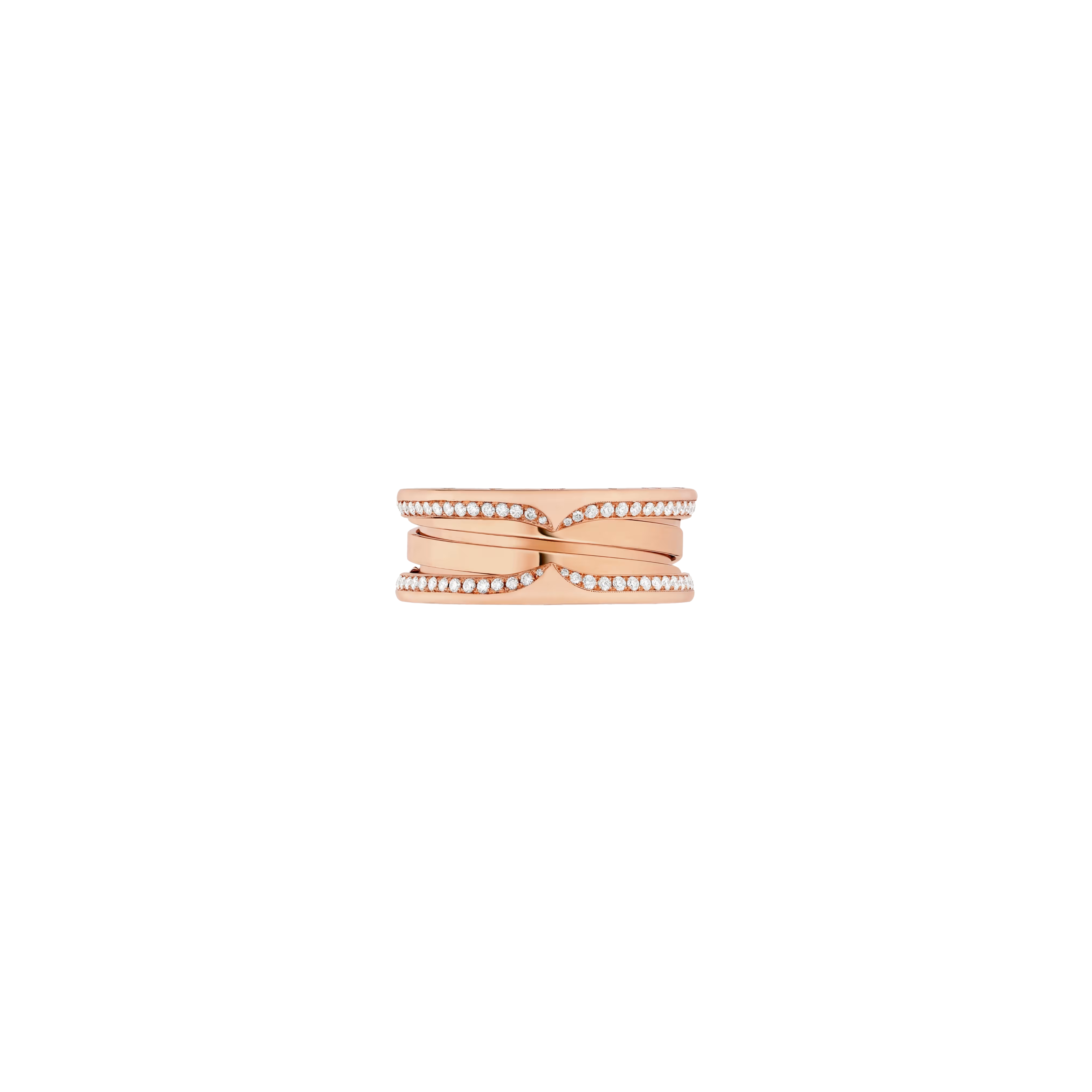 Bulgari | ANELLO B.ZERO1 A TRE FASCE IN ORO ROSA CON PAV&Eacute; DI DIAMANTI - AN859441 (2)