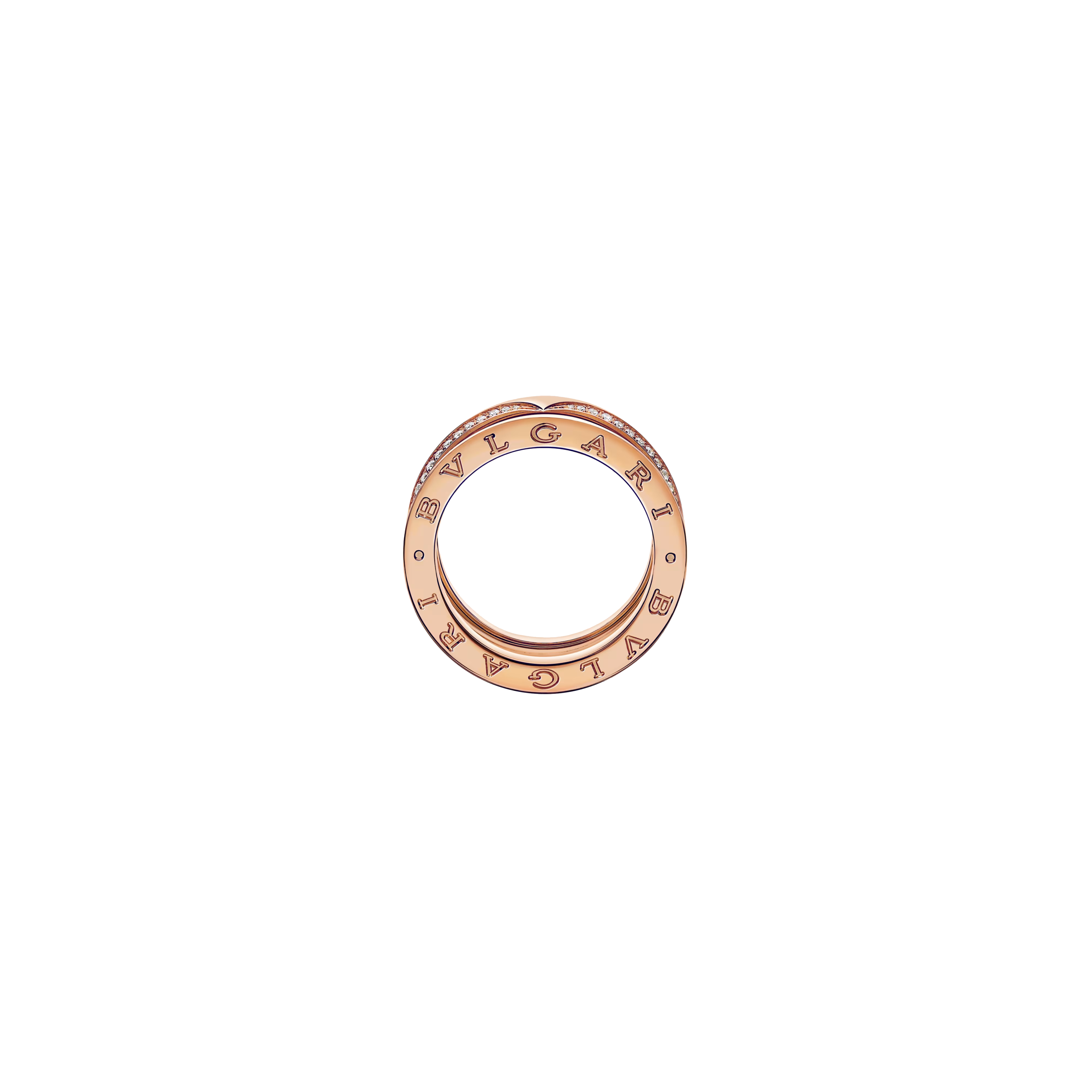 Bulgari | ANELLO B.ZERO1 A TRE FASCE IN ORO ROSA CON PAV&Eacute; DI DIAMANTI - AN859441 (3)