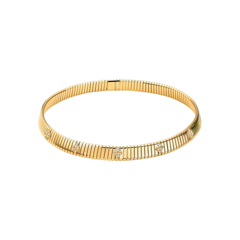 Bulgari | COLLANA BVLGARI TUBOGAS IN ORO GIALLO E DIAMANTI - CL860067 (1)