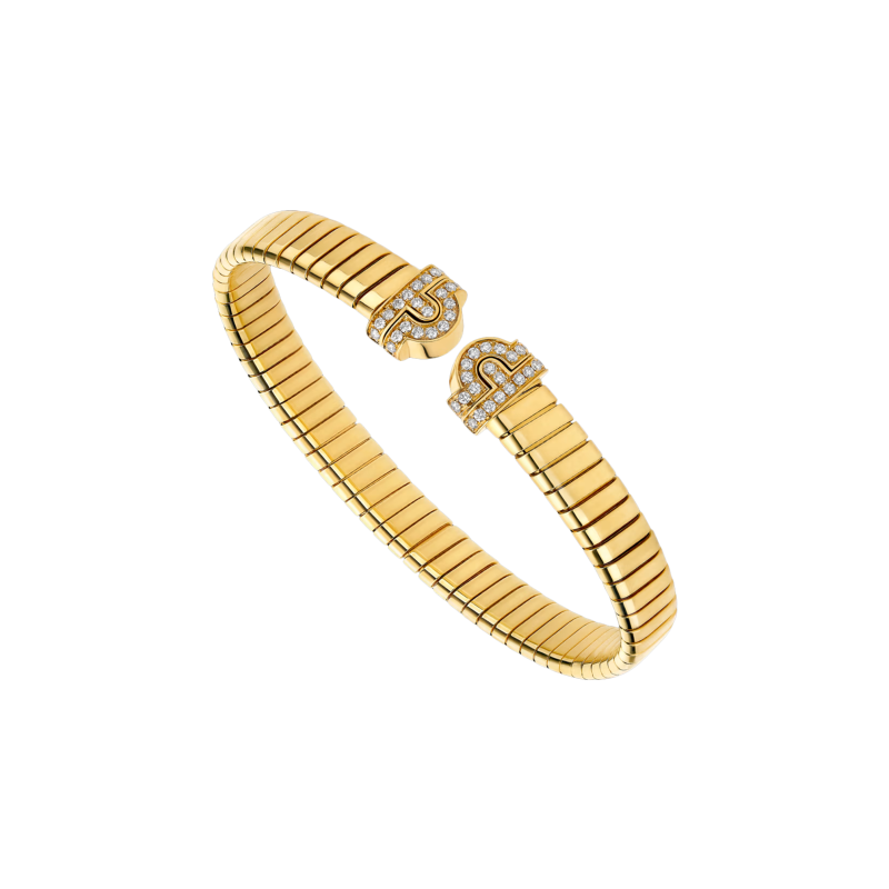 Bulgari | BRACCIALE BVLGARI TUBOGAS IN ORO GIALLO E DIAMANTI - BR860299 (1)