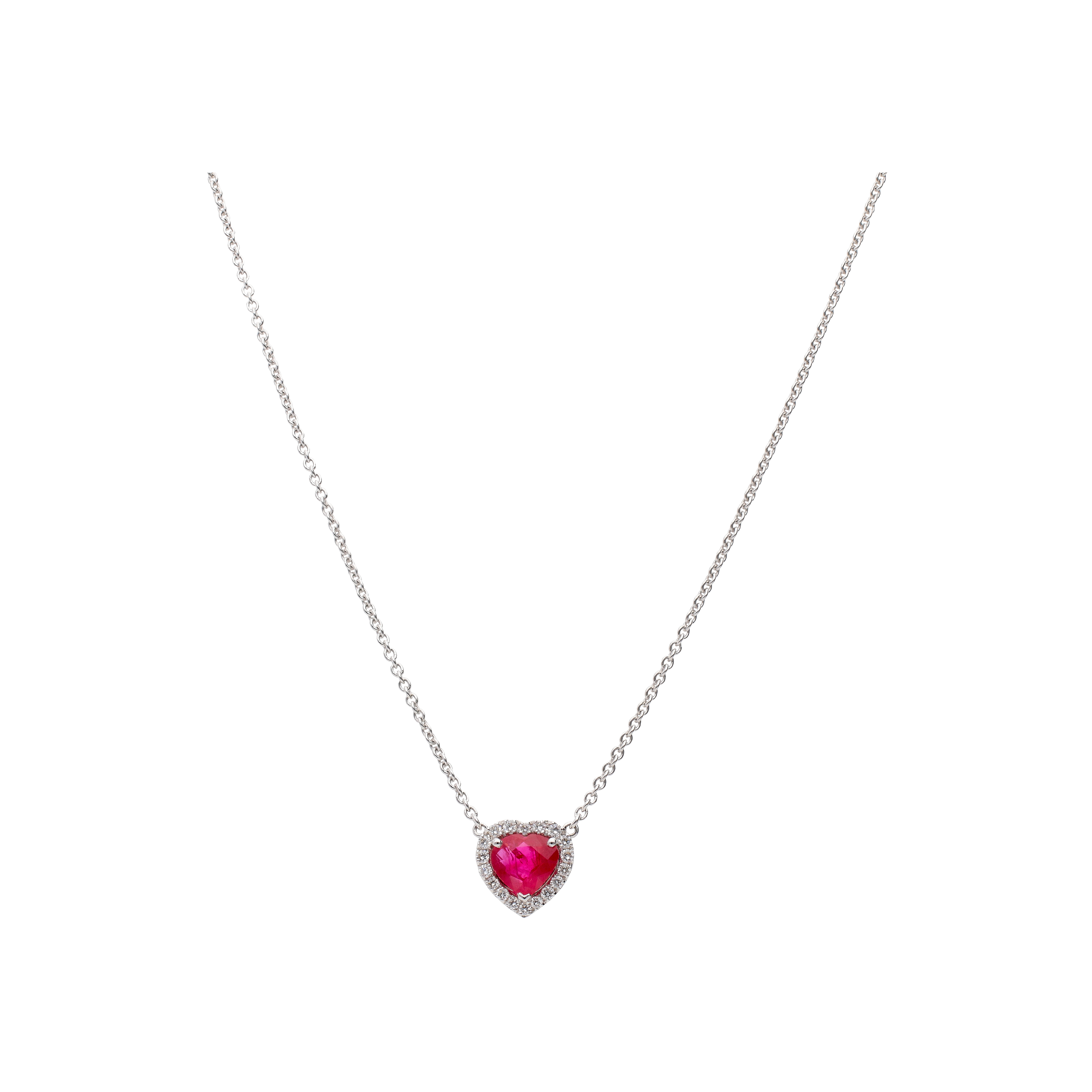 Bartorelli Italian Jewels | COLLANA IN ORO BIANCO CON CUORE PENDENTE RUBINO E DIAMANTI - 372-3046-C (1)