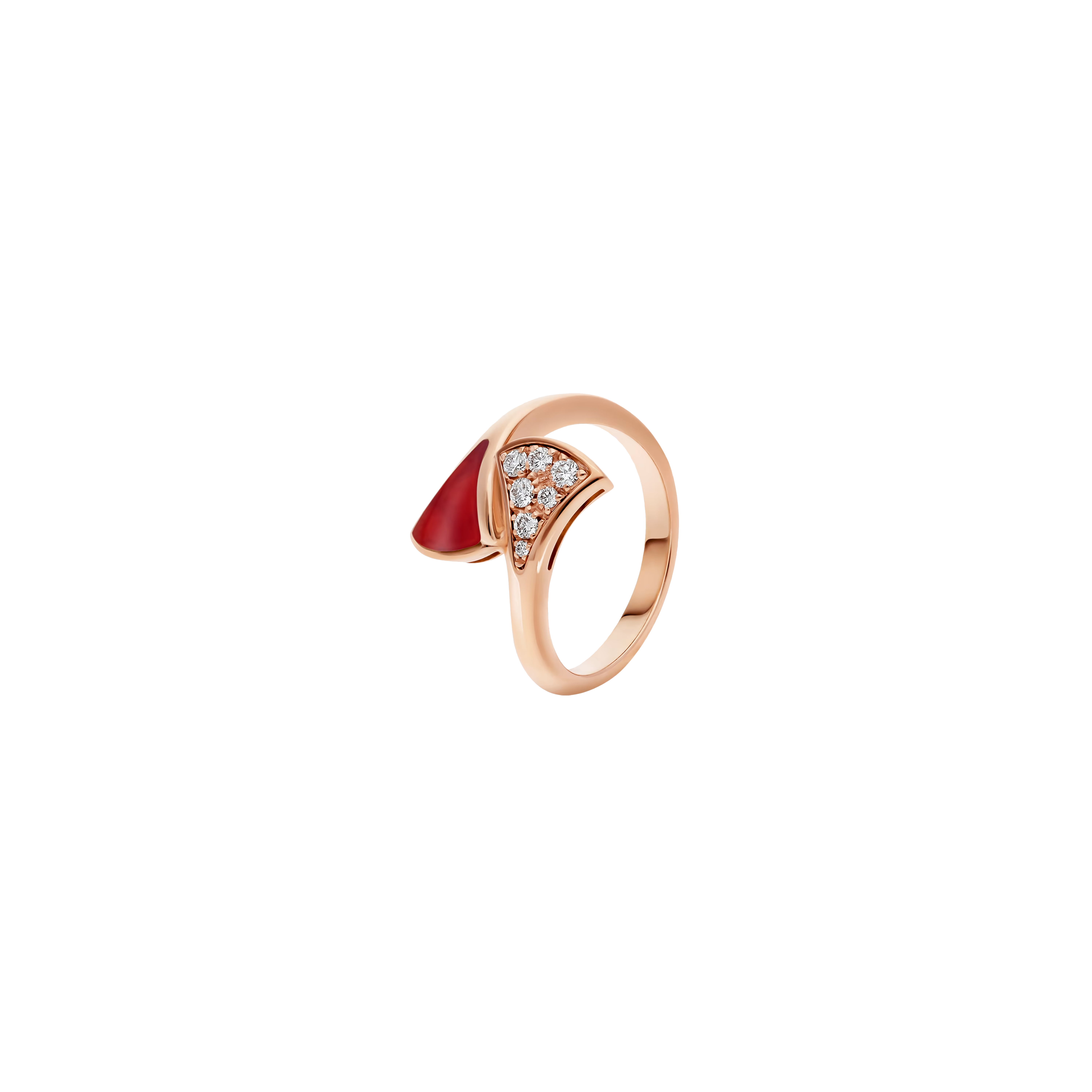 Bulgari | ANELLO DIVAS' DREAM IN ORO ROSA 18 KT CON ELEMENTO IN CORNIOLA E PAV&Eacute; DI DIAMANTI - AN858645 (1)