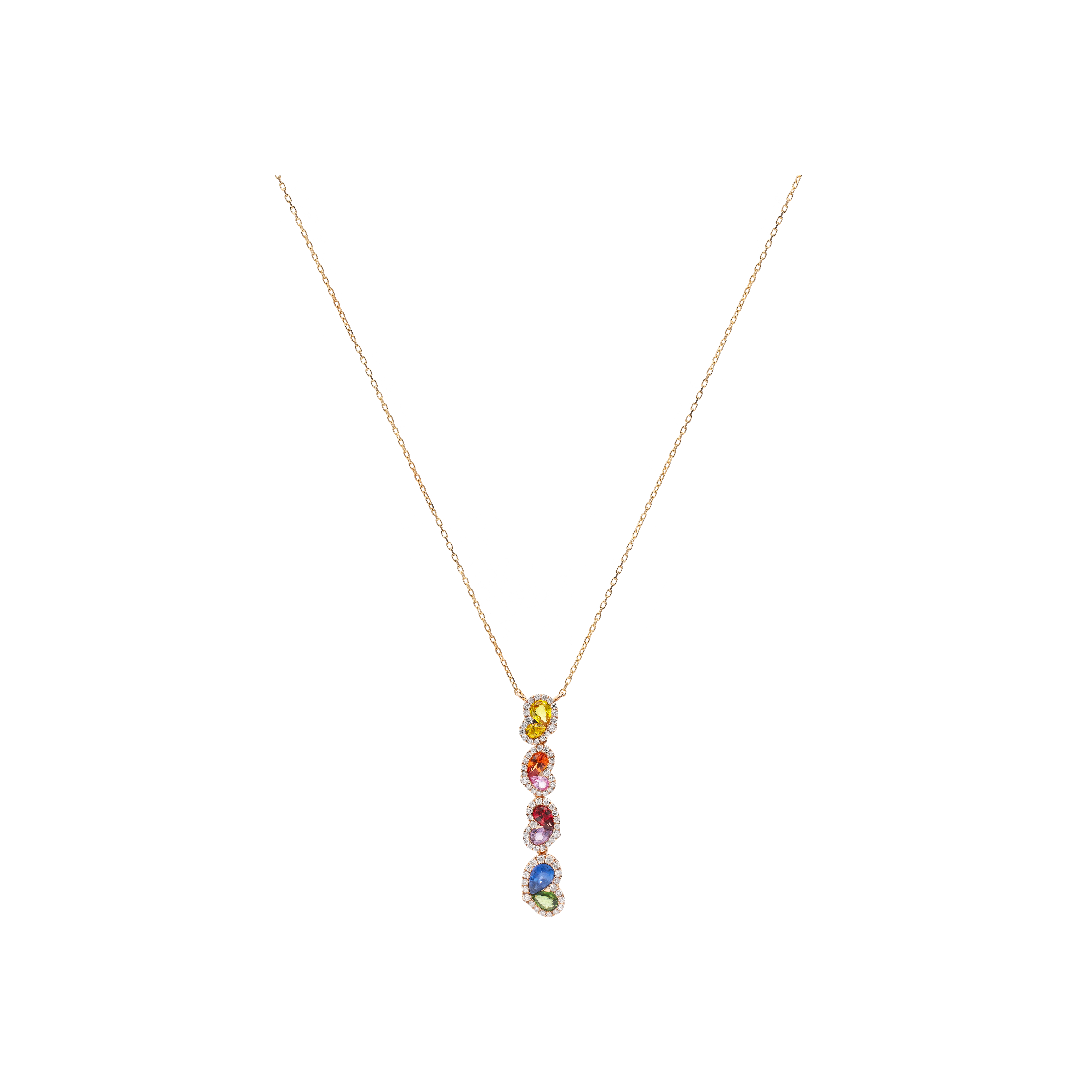 Bartorelli Italian Jewels | COLLANA IN ORO ROSA CON ZAFFIRI MUTICOLOR E DIAMANTI BIANCHI - AN3712/MS (1)
