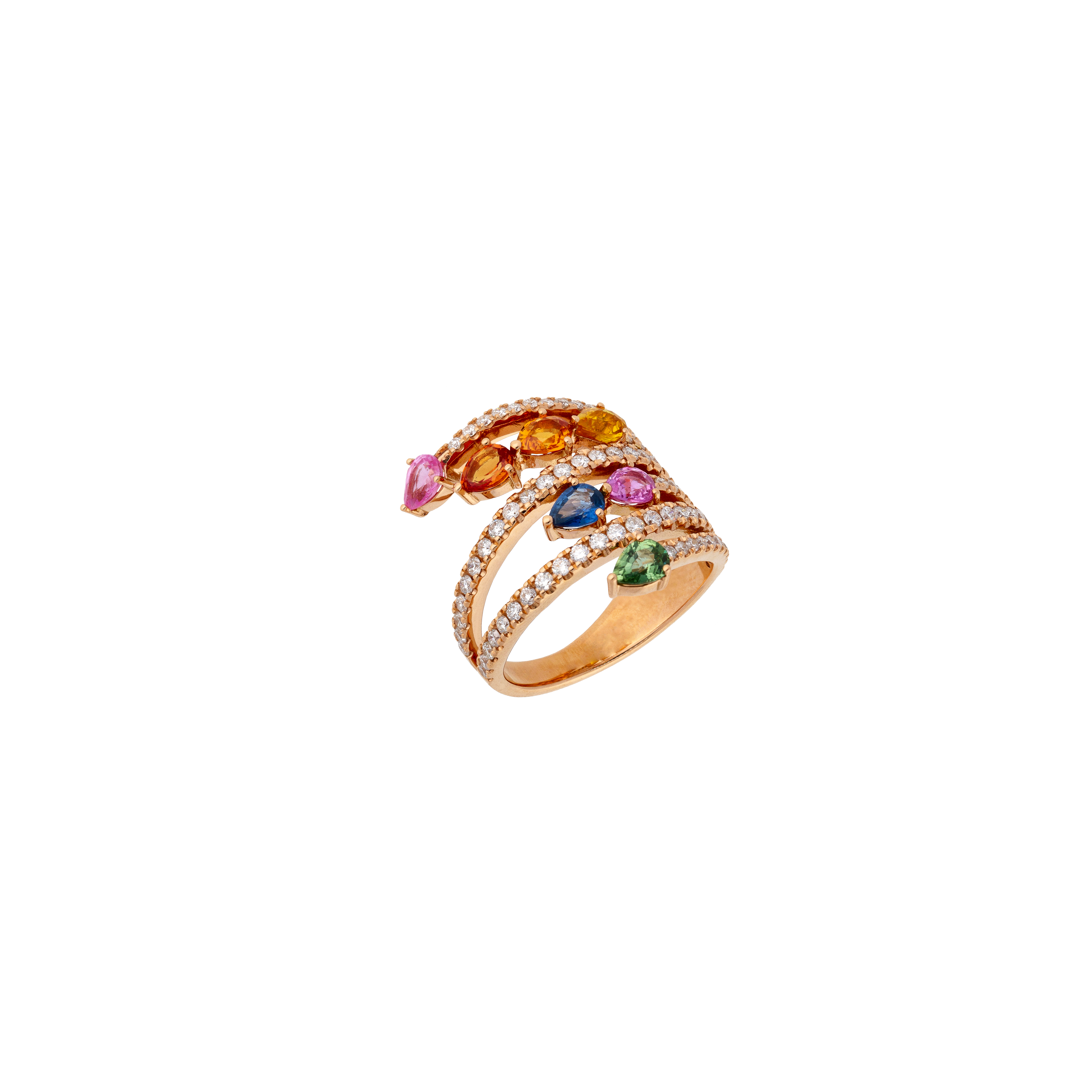 Bartorelli Italian Jewels | ANELLO RAINBOW IN ORO ROSA CON ZAFFIRI MULTICOLOR E DIAMANTI - KR1240/MS (1)