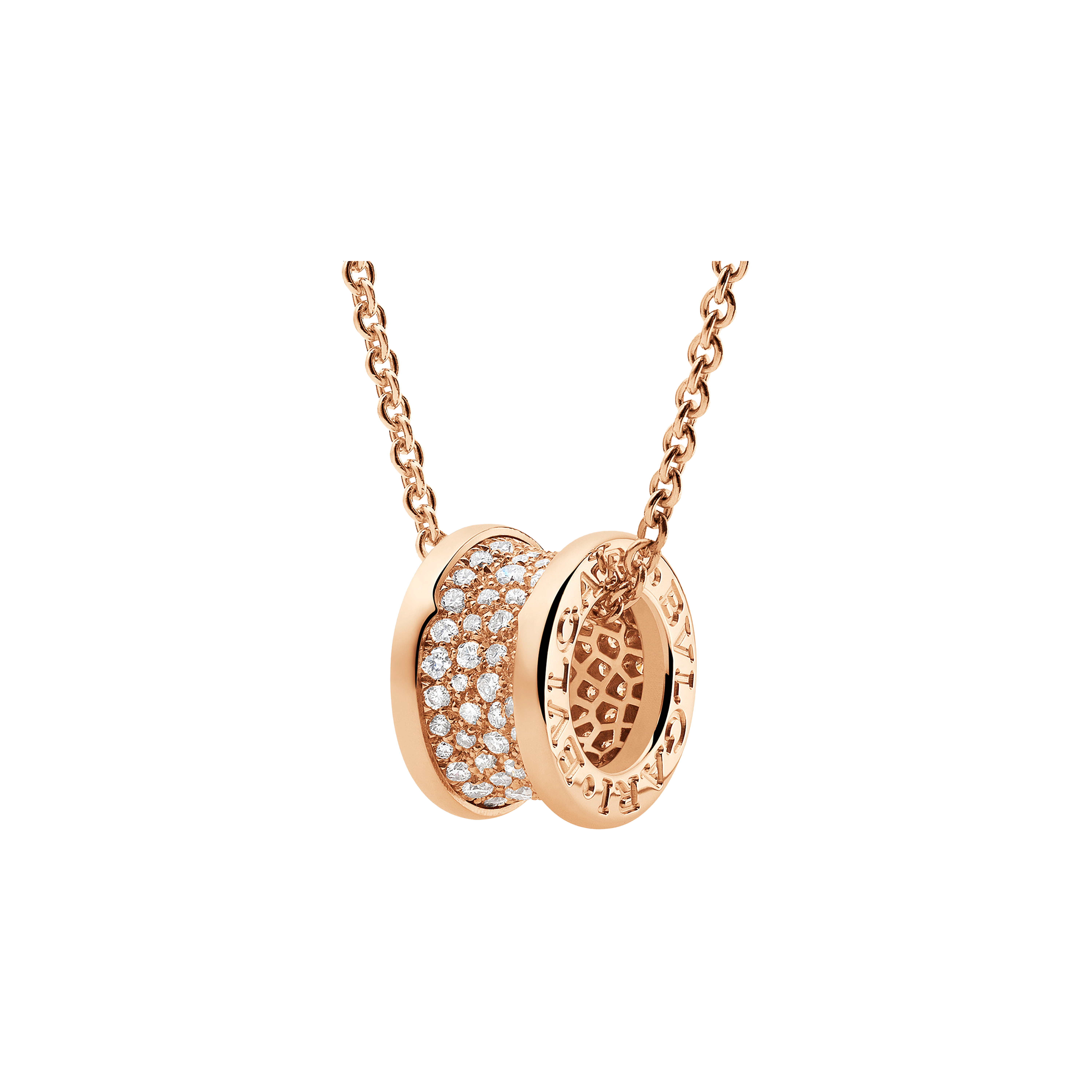 Bulgari | COLLANA B.ZERO1 CON CATENA IN ORO ROSA E PENDENTE IN ORO ROSA, CON PAVE' DI DIAMANTI LUNGO LA SPIRALE - CL856300 (1)