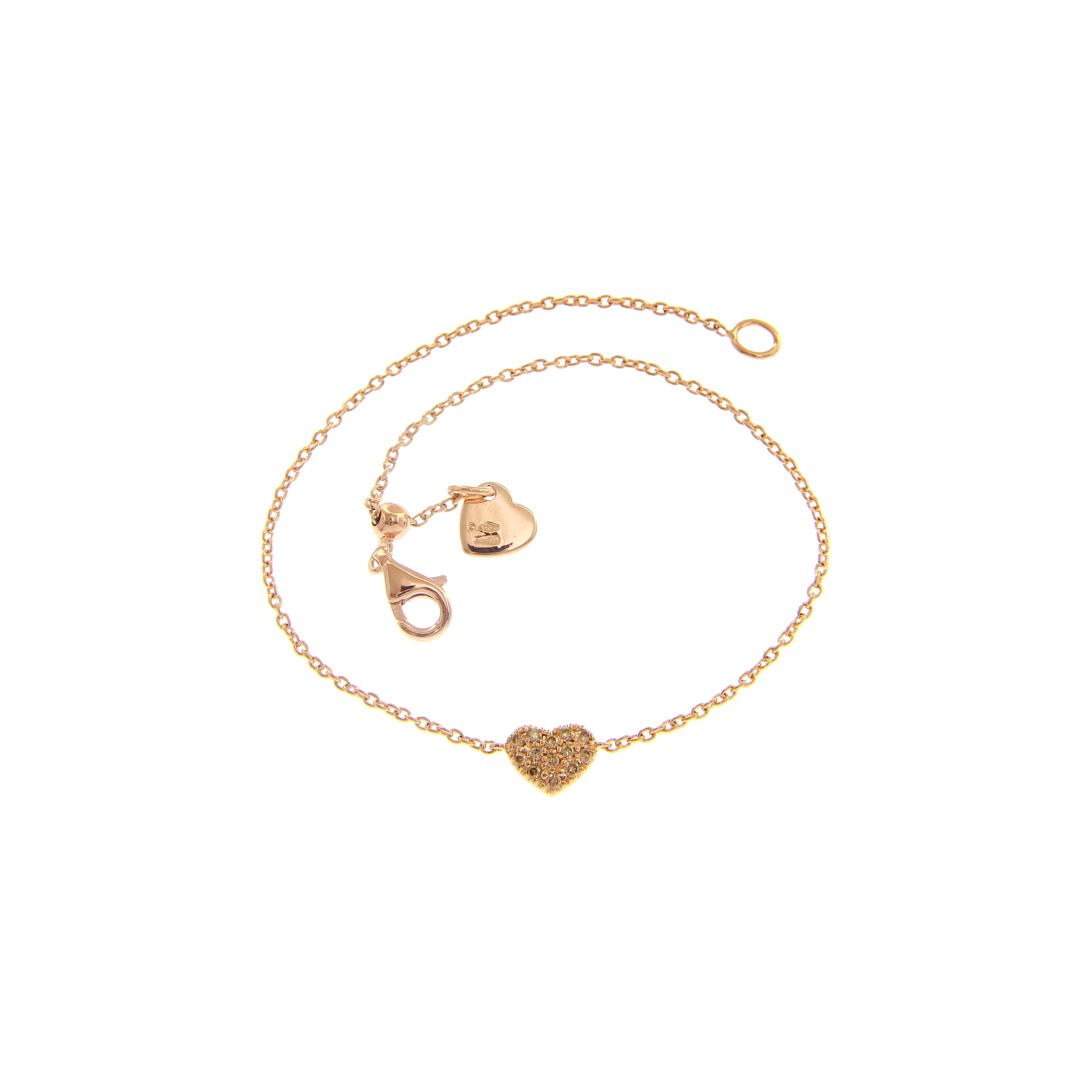 Bartorelli Italian Jewels | BRACCIALE IN ORO ROSA CON CUORE IN PAV&Eacute; DI DIAMANTI BROWN - 222922 (1)