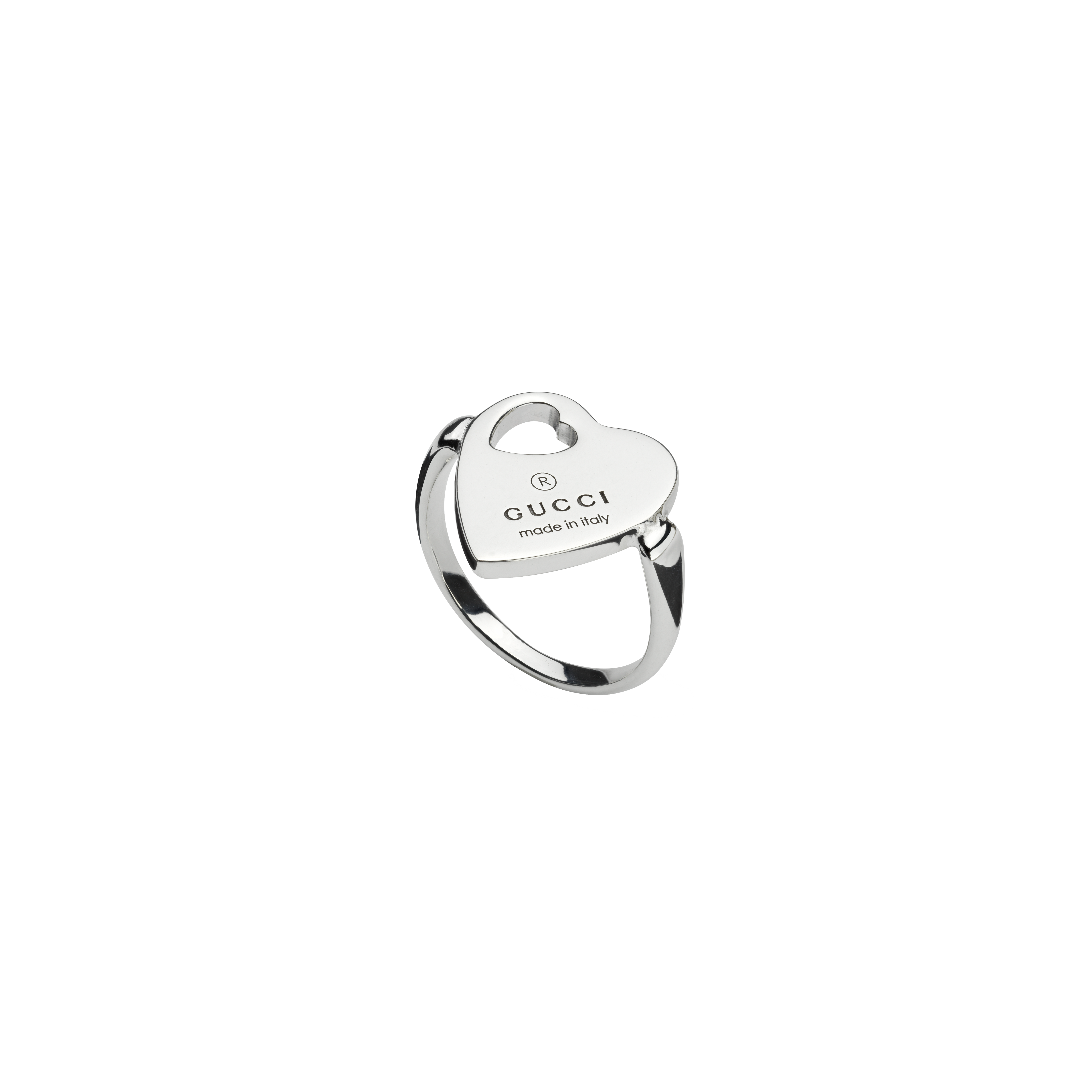 Gucci | ANELLO TRADEMARK CON CUORE IN ARGENTO - YBC796357001 (1)