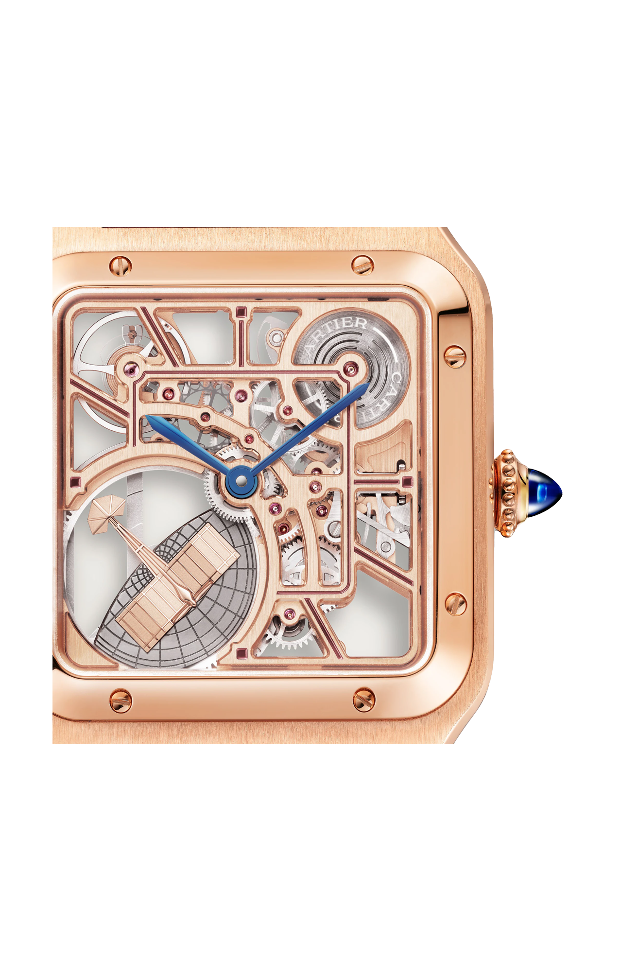 Cartier | SANTOS-DUMONT MICRO ROTORE, MODELLO GRANDE, SCHELETRATO, ORO ROSA, AUTOMATICO - WHSA0030 (6)