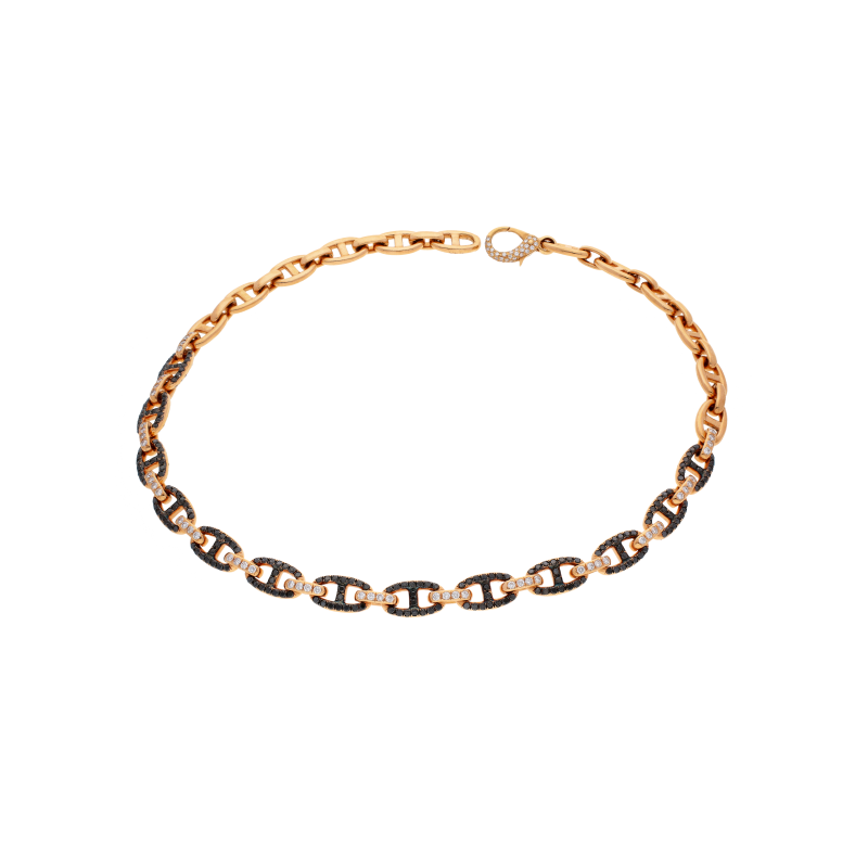 Bartorelli Italian Jewels | COLLANA MAGLIA MARINA DOUBLE FACE IN ORO ROSA CON PAV&Eacute; DI DIAMANTI BIANCHI  E DIAMANTI NERI - 1GA0030544/45/2 (2)