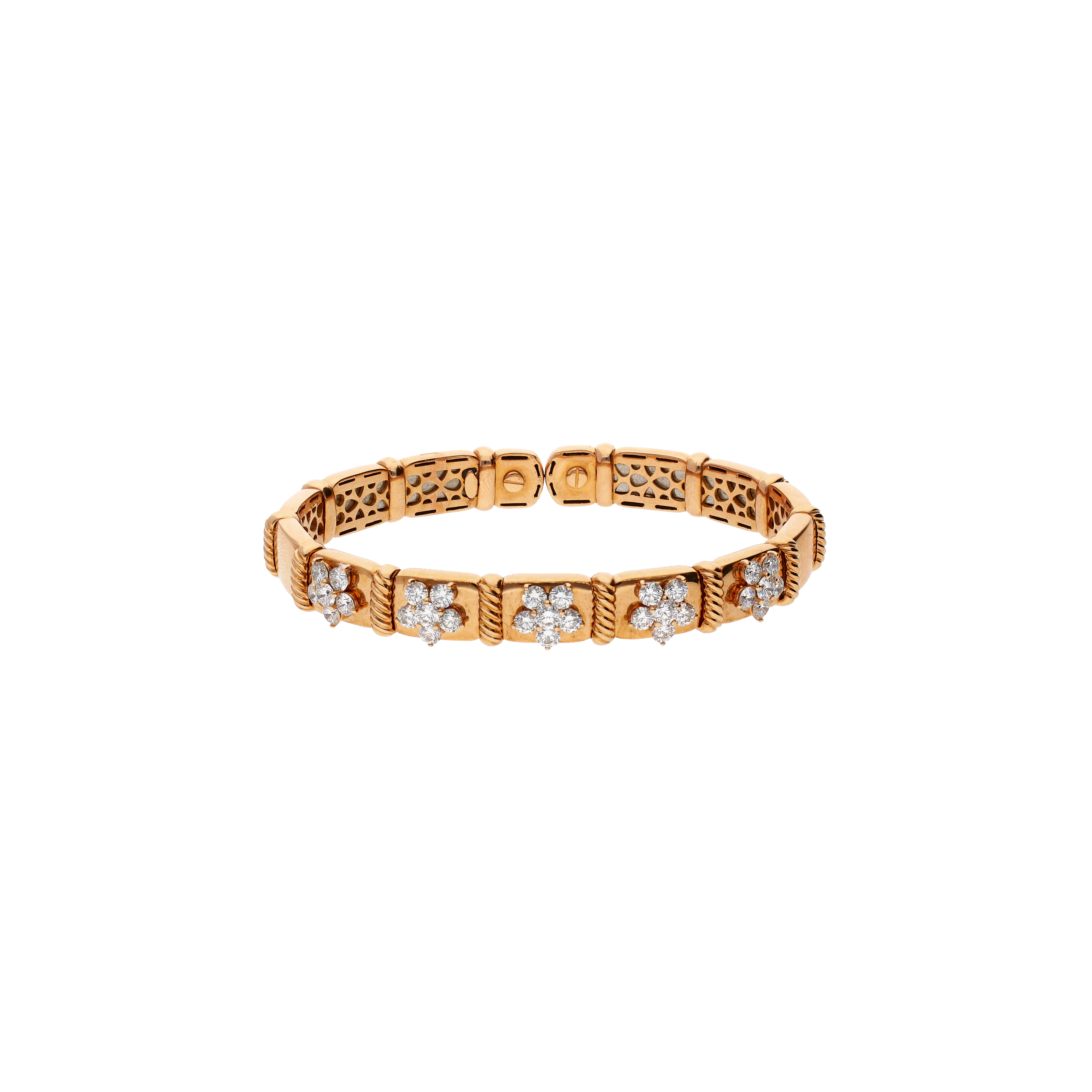 Bartorelli Italian Jewels | BRACCIALE RIGIDO IN ORO ROSA CON FIORI DI DIAMANTI - 1PU0032231/5 (1)