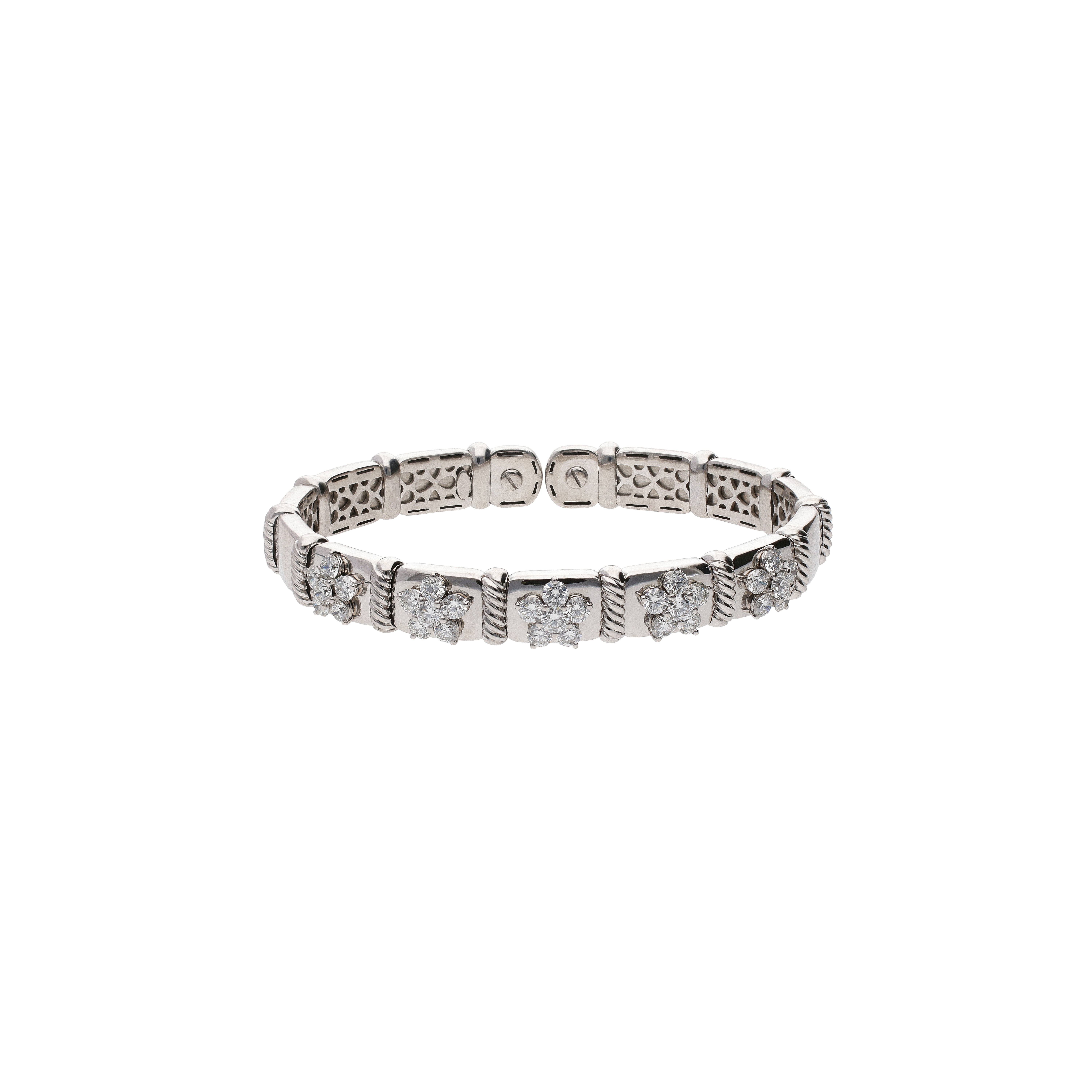 Bartorelli Italian Jewels | BRACCIALE RIGIDO IN ORO BIANCO CON FIORI DI DIAMANTI - 1PU0032231/1 (1)
