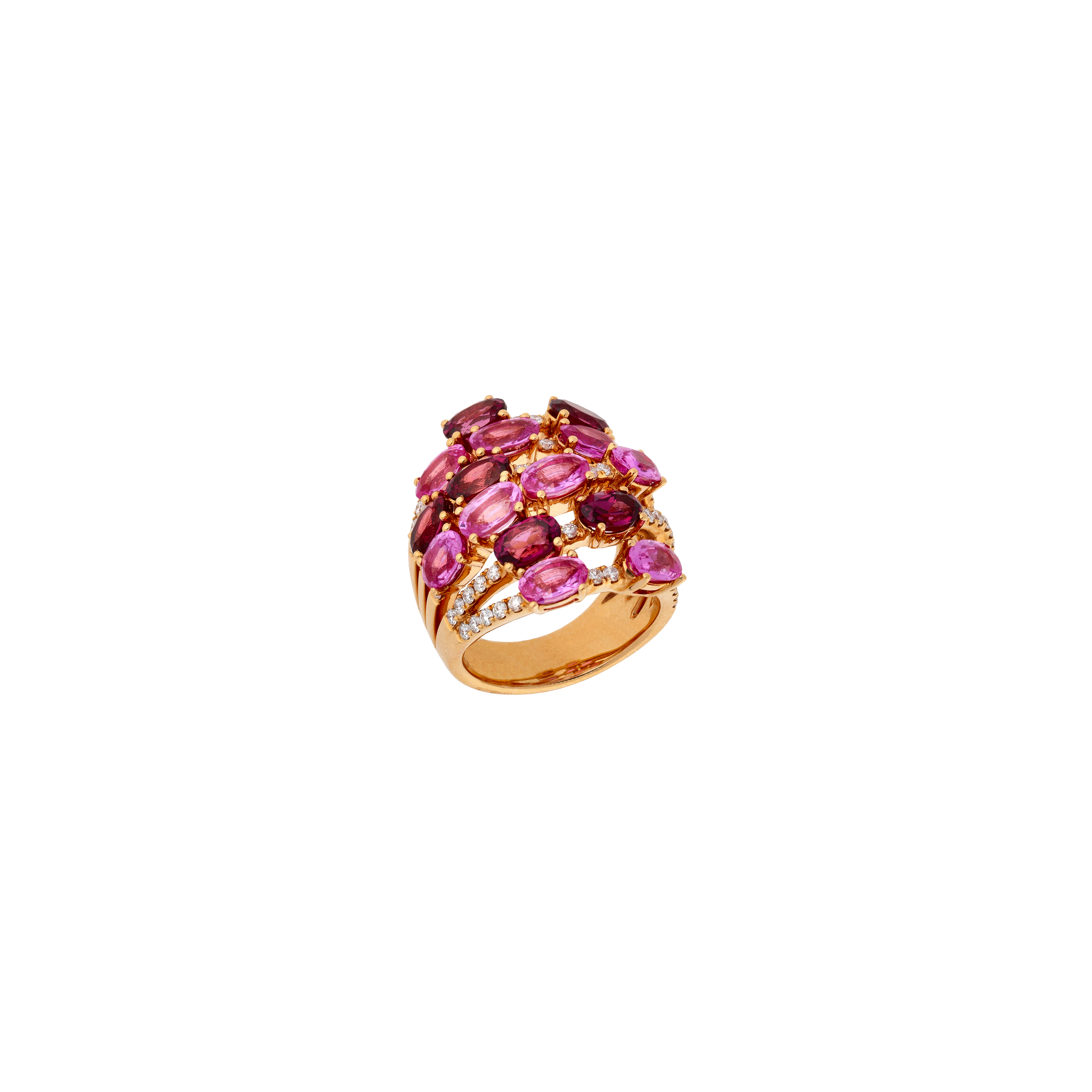 Bartorelli Italian Jewels | ANELLO IN ORO ROSA CON PAV&Eacute; DI DIAMANTI E FANTASIA DI RODOLITE E ZAFFIRI ROSA - 1AN0271628/2 (1)