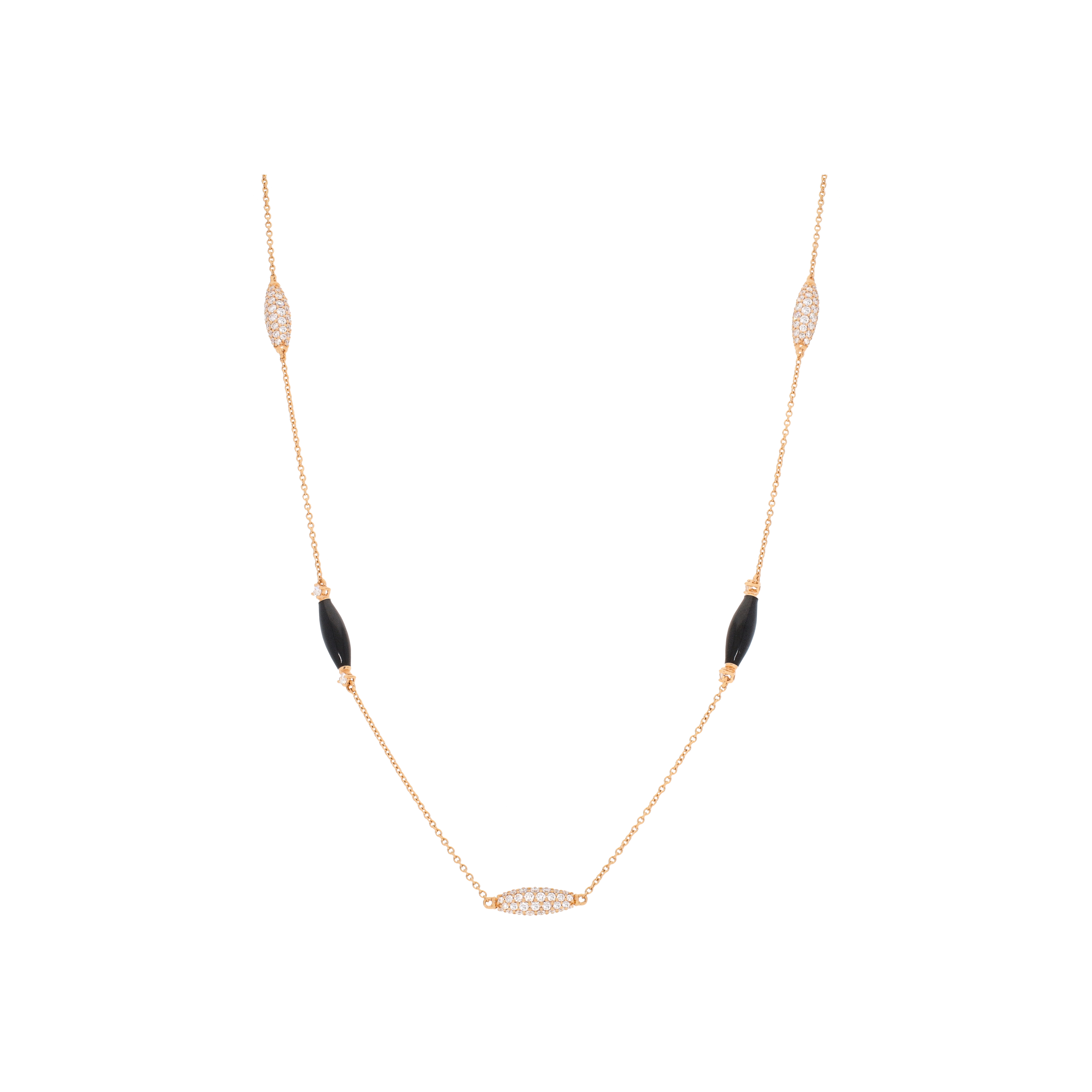 Bartorelli Italian Jewels | COLLANA IN ORO ROSA CON ELEMENTI DI ONICE ED ELEMENTI IN PAV&Eacute; DI DIAMANTI - VN29812DEBKP (1)