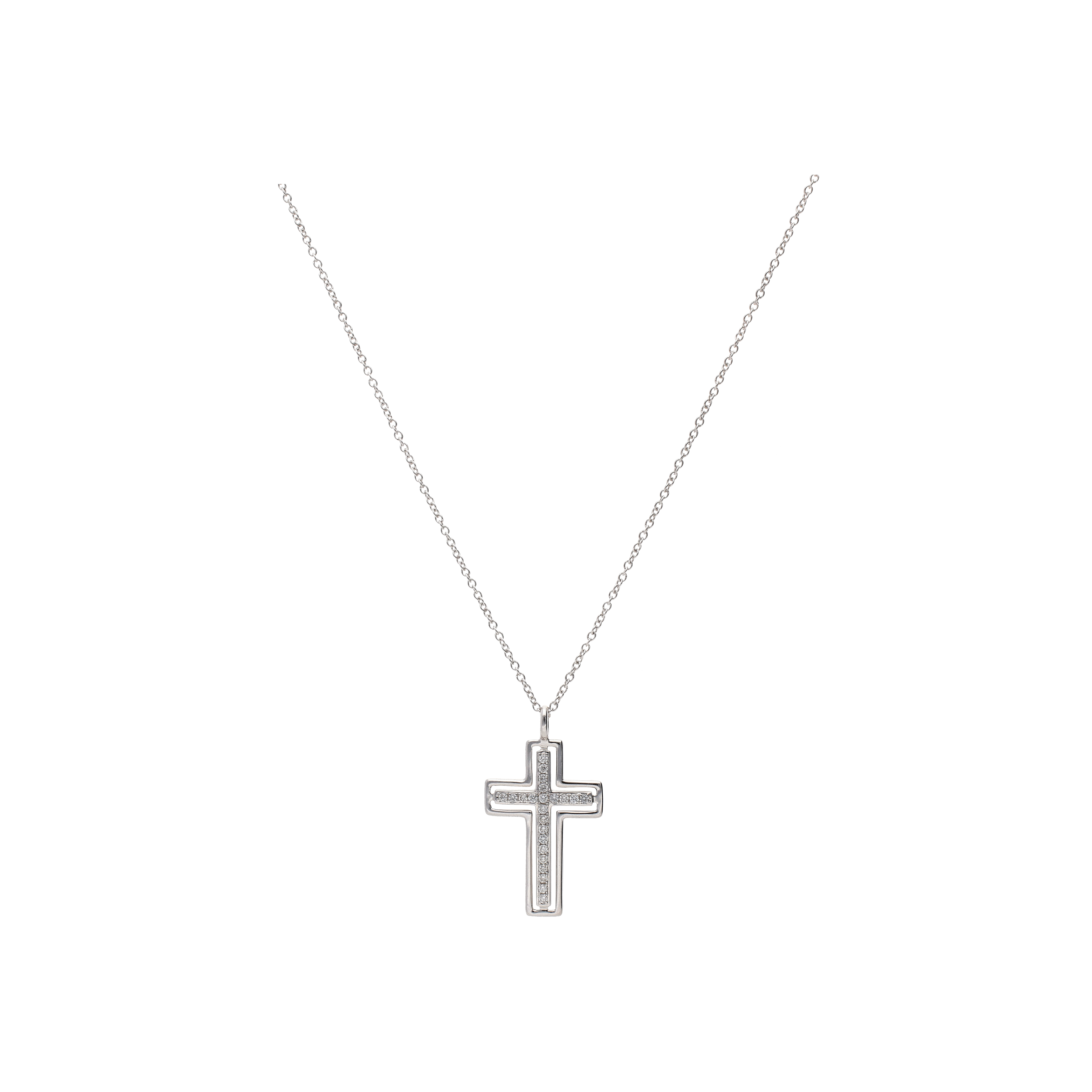 Bartorelli Italian Jewels | CATENA IN ORO BIANCO CON CROCE DI DIAMANTI - BACO0061 (1)