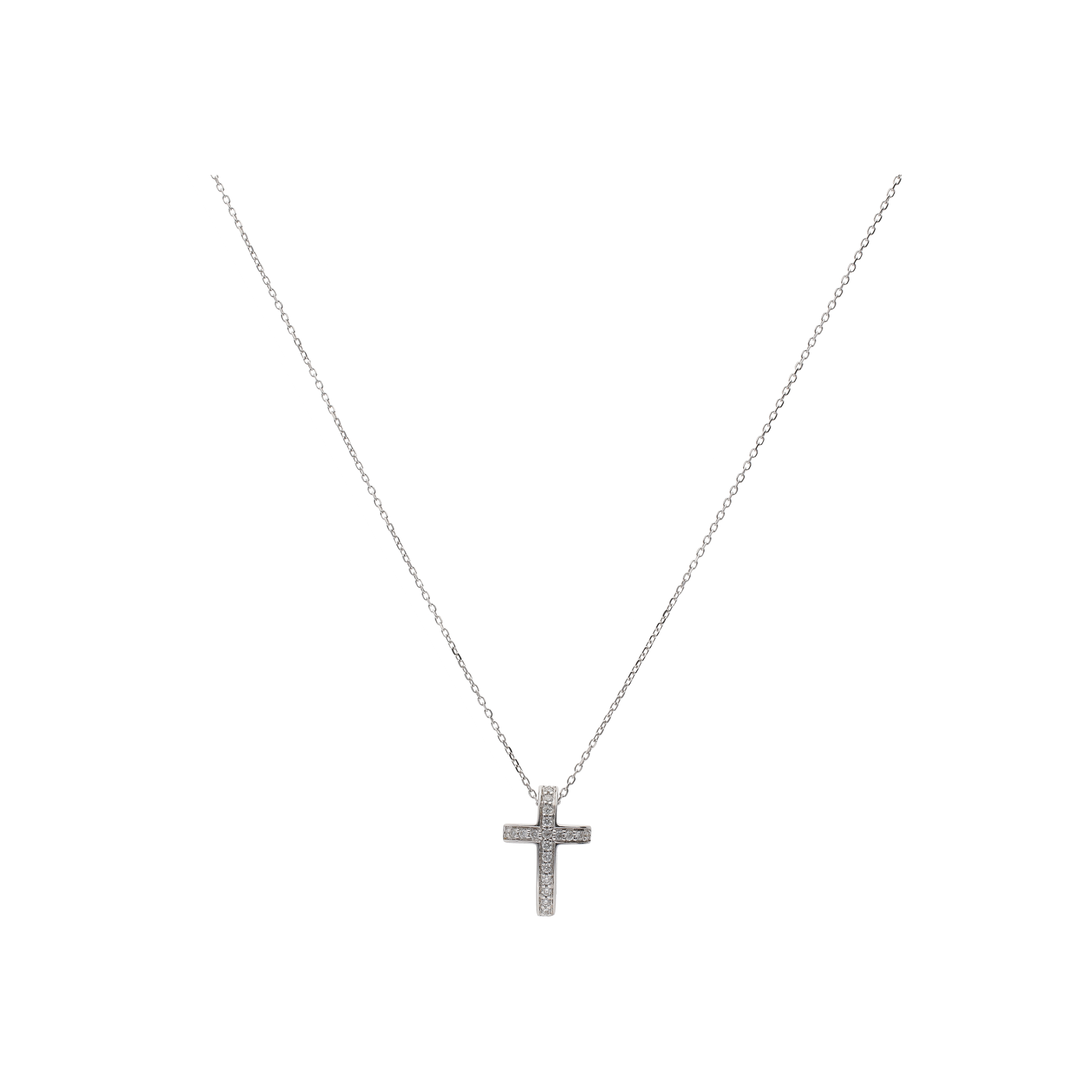 Bartorelli Italian Jewels | COLLANA IN ORO BIANCO CON CIONDOLO CROCE CON DIAMANTI - BACO0062 (1)