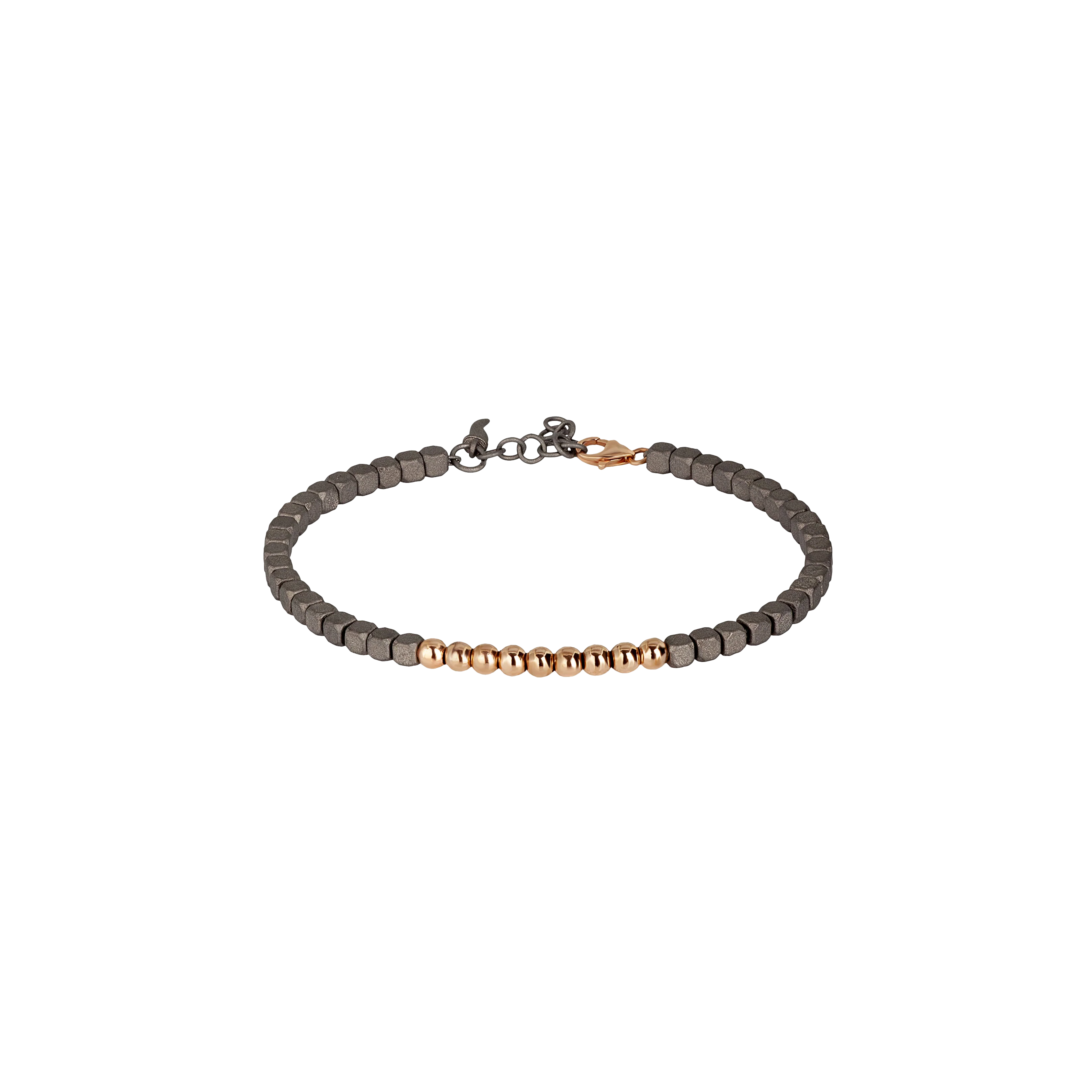 Mano | J . | BRACCIALE UOMO IN TITANIO E FILA DI 9 SFERE IN ORO ROSSO 9KT - MINBRT9SFFIRGCUP (1)