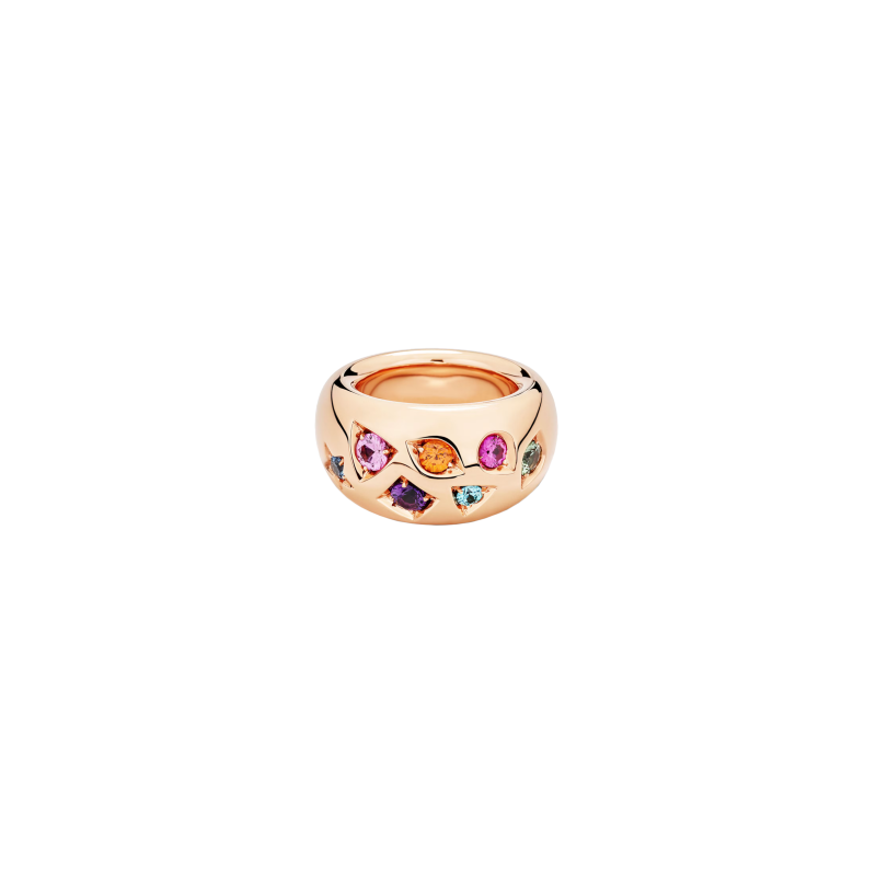 Pomellato | ANELLO ICONICA A FASCIA BOMBATA IN ORO ROSA CON ZAFFIRI MULTICOLOR, RUBINO E AMETISTA - PAC5007O7000000VA (3)