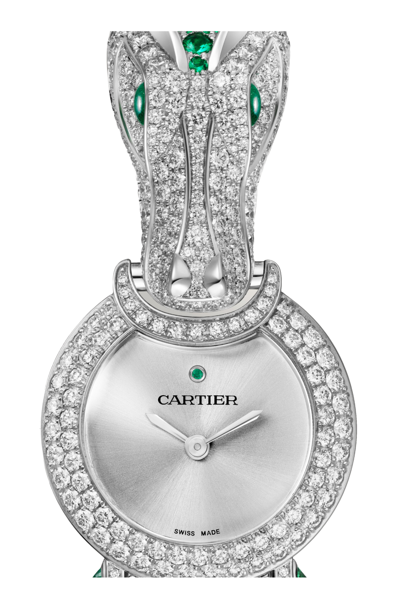 Cartier | OROLOGIO GIOIELLO ANIMALIER, ORO BIANCO, DIAMANTI, SMERALDO, QUARZO - HPI01784 (2)