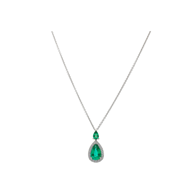 Bartorelli Italian Jewels | COLLANA IN ORO BIANCO CON SMERALDI E DIAMANTI BIANCHI - 372-2285 (1)