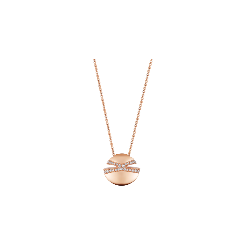 Bulgari | COLLANA BULGARI CABOCHON IN ORO  ROSA CON SEMI-PAV&Eacute; DI DIAMANTI - CL860291 (1)