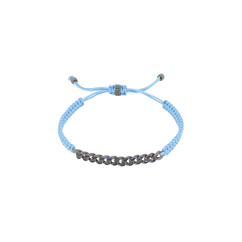 Mano | J . | BRACCIALE GROUMETTE NAUTICA MINI IN TITANIO CON ZAFFIRI BLU E LACCIO AZZURRO INTRECCIATO - BRG3006 (1)