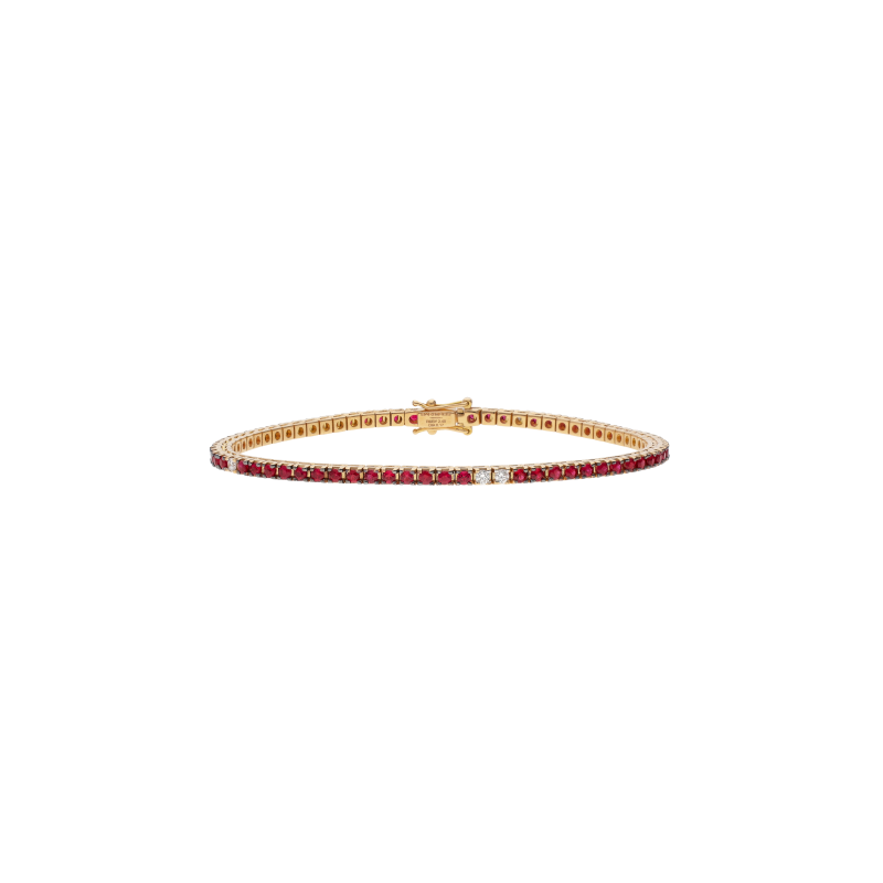 Bartorelli Italian Jewels | BRACCIALE TENNIS IN ORO ROSA CON RUBINI E DIAMANTI BIANCHI - M.TBRRUBYDIA2.00OR (1)